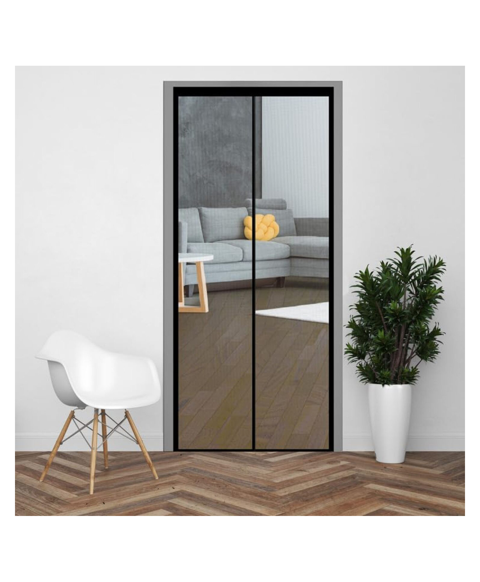 Evafly Mosquito Net for Door Fiberglass Magnetic Curtain Auto Closing Insect Screen for All Door Types with Self Adhesive Hook Tape(205X85cm,Black)-picture-12