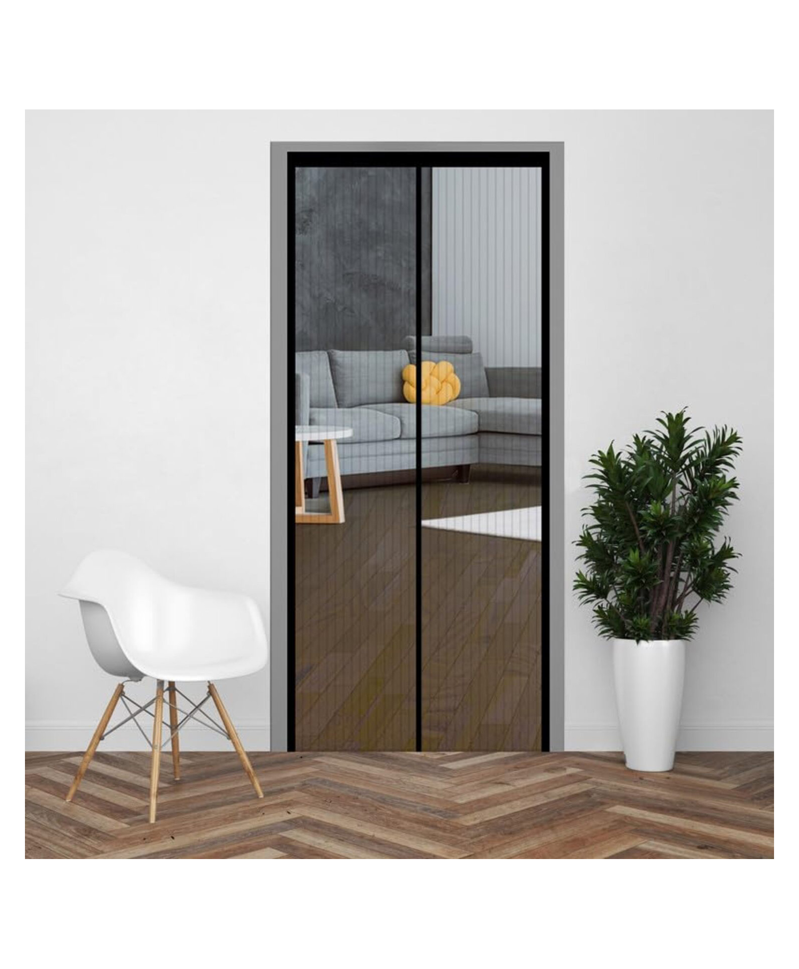 Evafly Mosquito Net for Door Polyester Magnetic Curtain Auto Closing Insect Screen for All Door Types with Self Adhesive Hook Tape - Black-picture-38