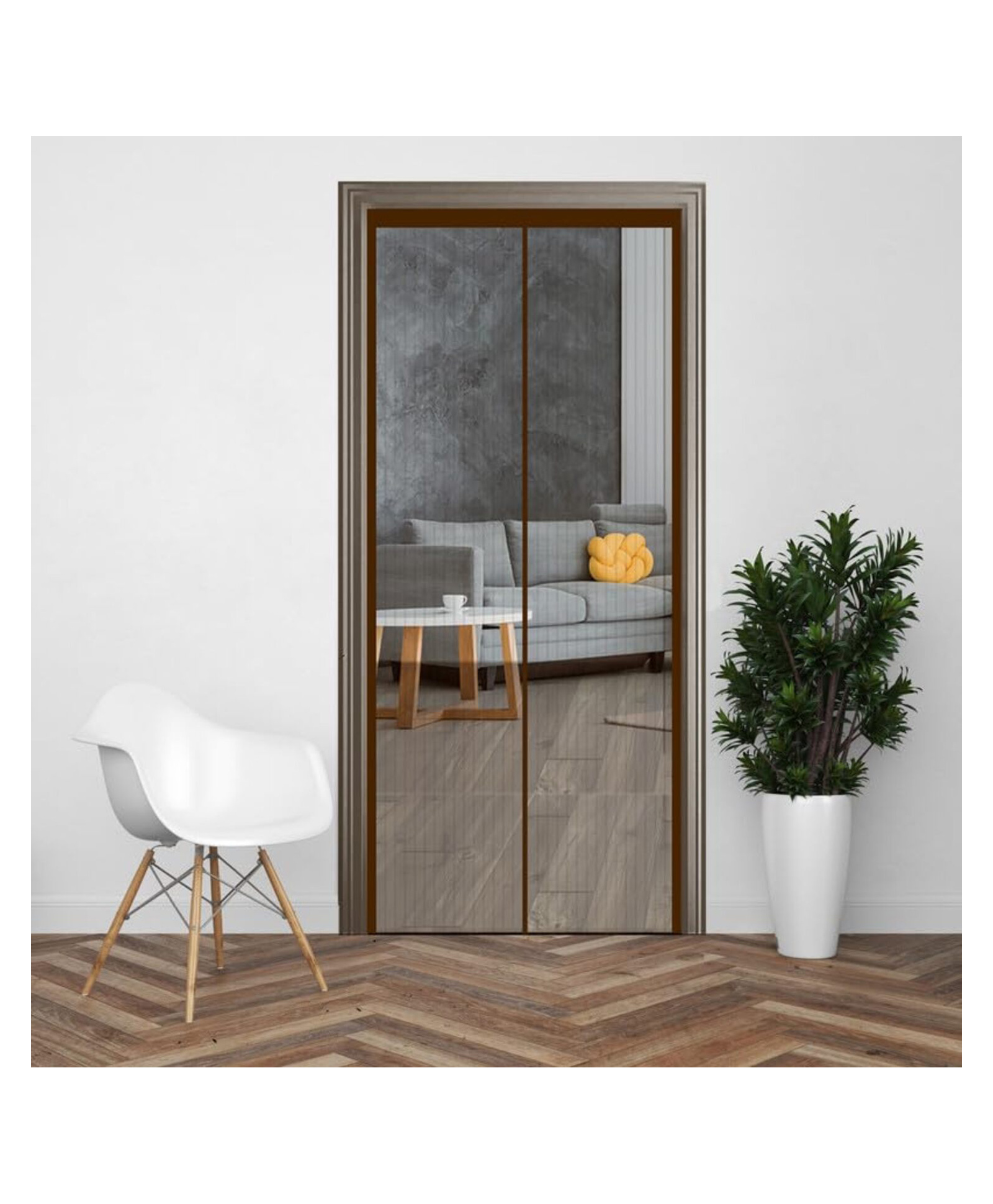 Evafly Mosquito Net for Door Polyester Magnetic Curtain Auto Closing Insect Screen for All Door Types with Self Adhesive Hook Tape 220X70cm - Brown-picture-46