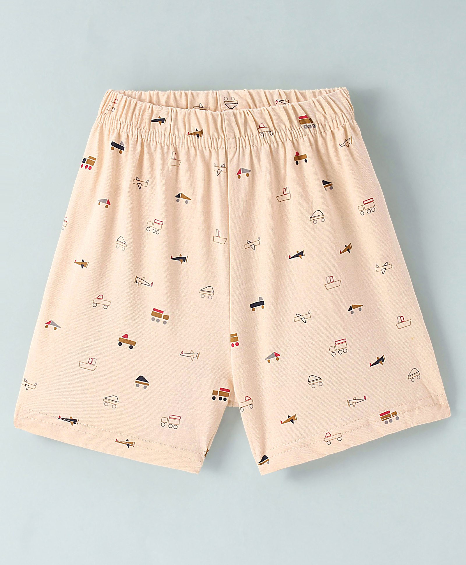 Ollypop Sinker Knit Knee Length Shorts with Helicopter  Print- Pink-image-14