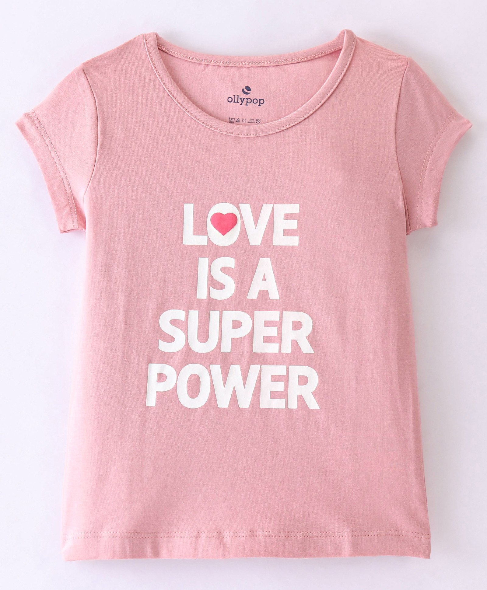 Ollypop Cotton Sinker Knit Half Sleeves Top Text Print - Pink-picture-17