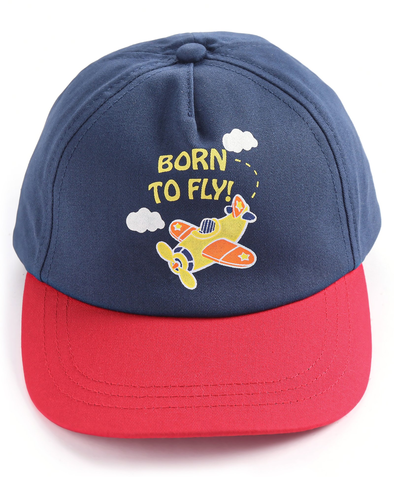 Babyhug Cotton Blend Summer Cap Helicopter Print- Navy Blue