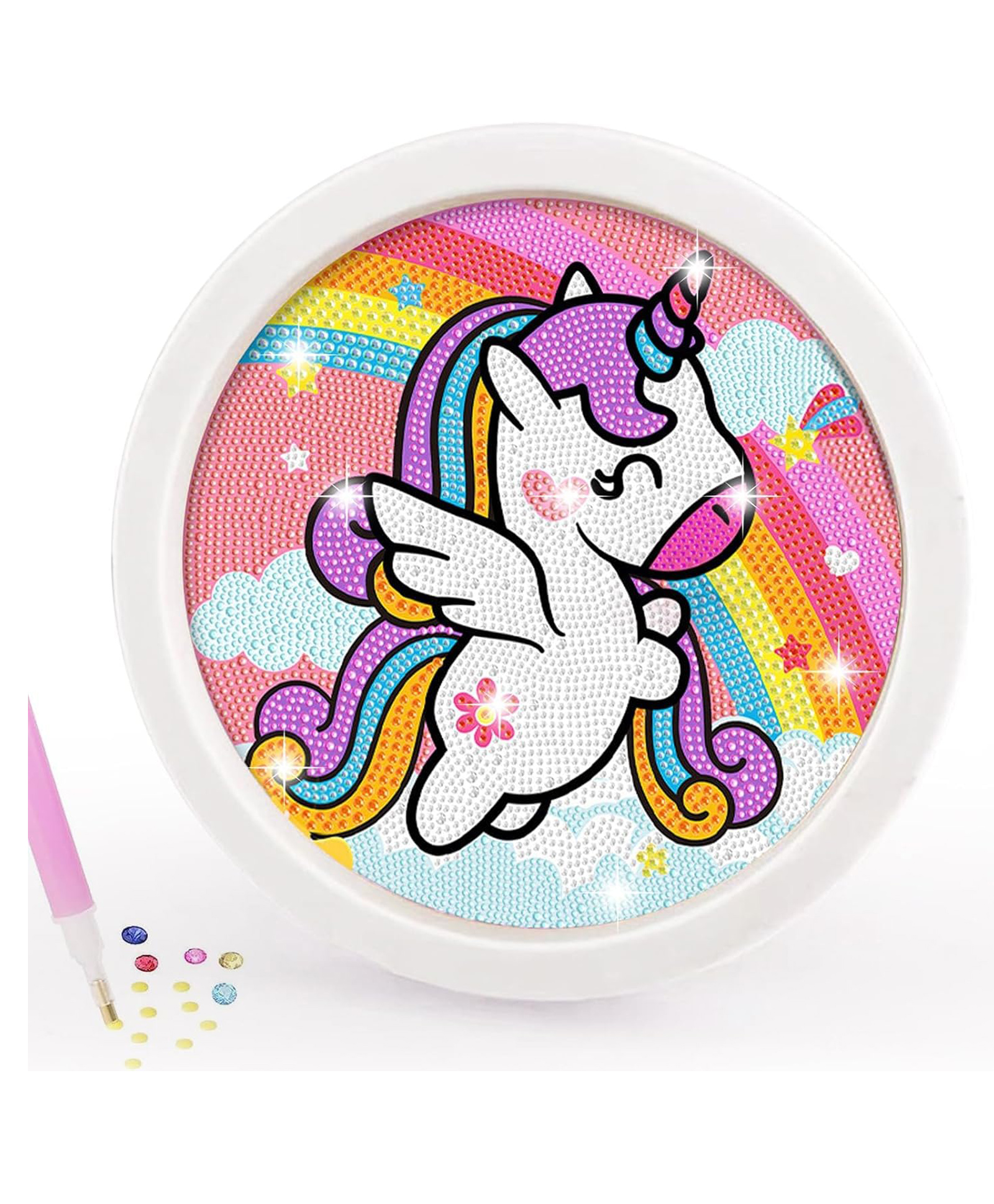 Happy Hues 5D Diamond  Art and Craft Unicorn Kit for Kids with 6.7 inch Wooden Frame for Kids-image-9