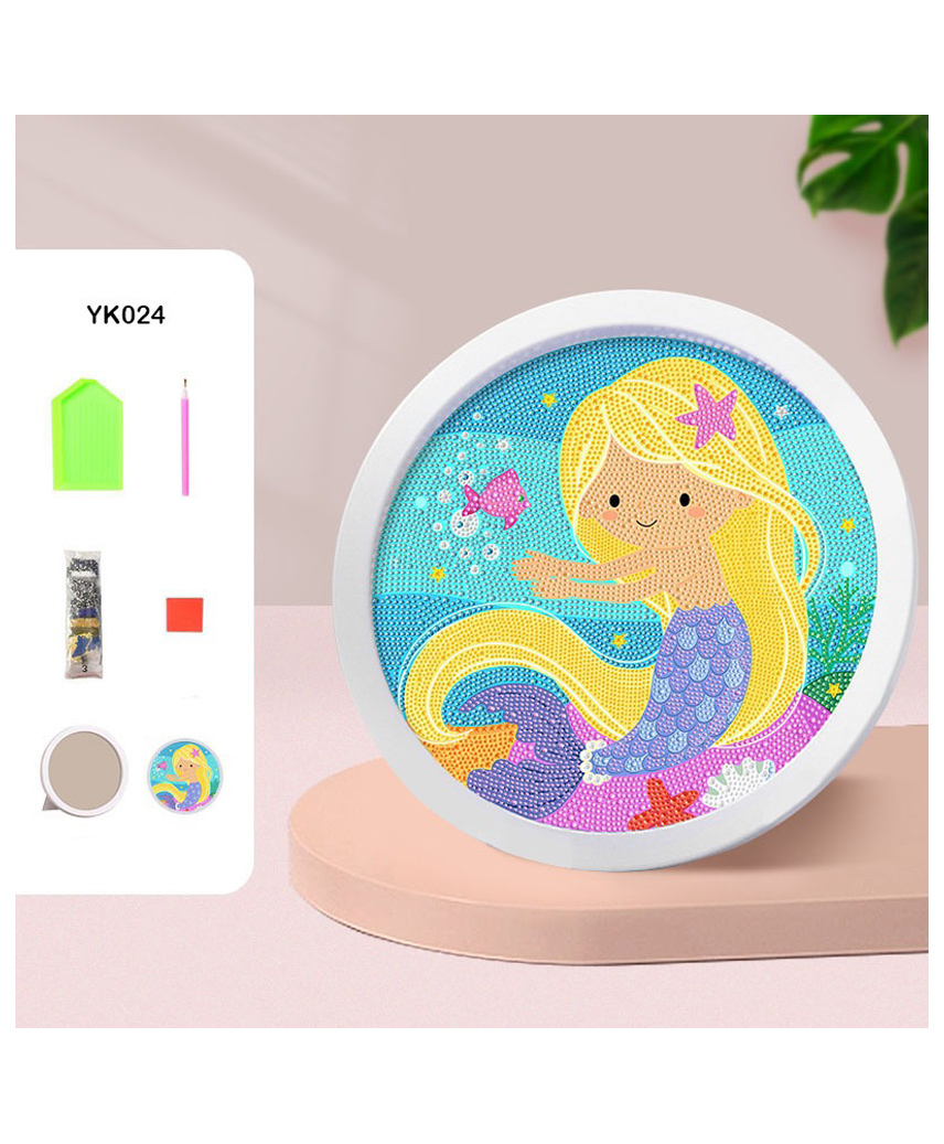 Happy Hues 5D Diamond  Art and Craft Mermaid Kit for Kids with 6.7 inch Wooden Frame for Kids-picture-24