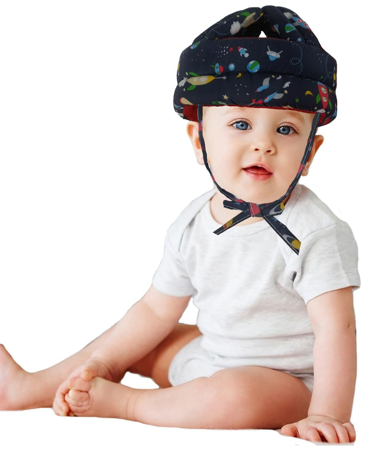 ORTIS Adjustable Cushioned Baby Safety Helmet Blue Space (Print May Vary)-image-1