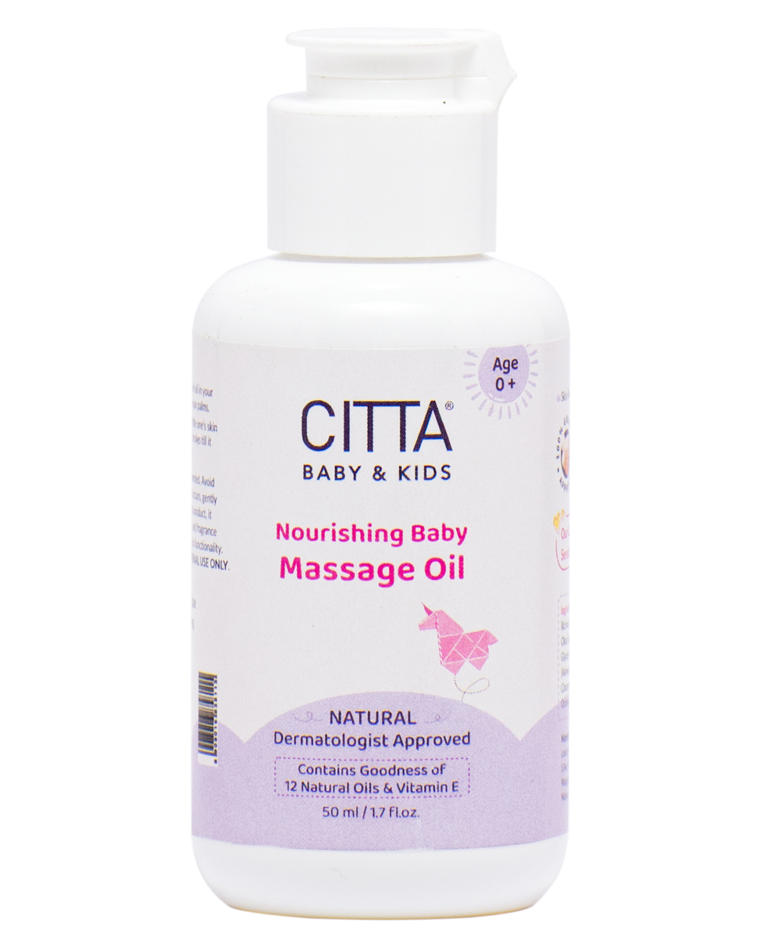 Citta Baby Massage Oil For New Born & Kids Enriched With Coconut Olive & Almond Non Sticky Baby Oil Fragrance Free - 50 ml-image-2