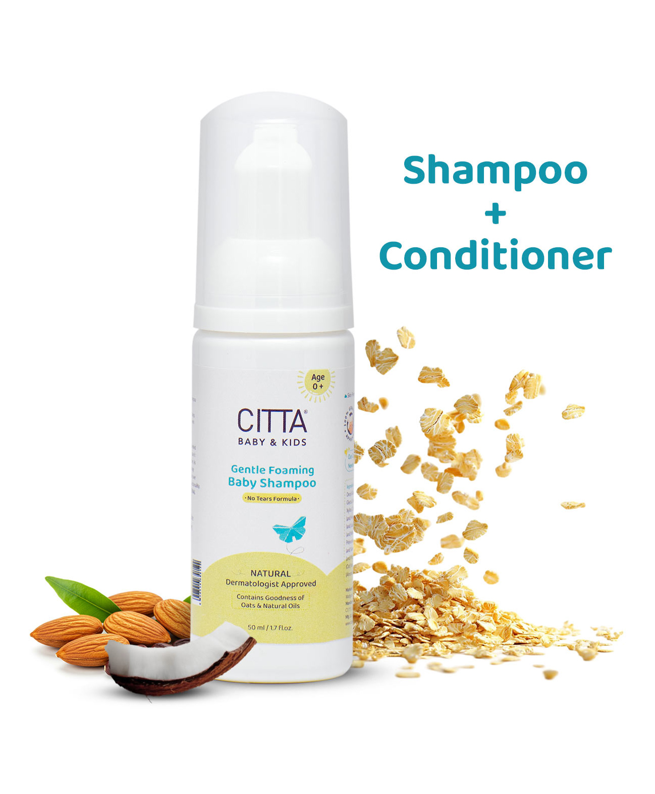 Citta Gentle Foaming Baby Shampoo 0-10 Years Tear Free Baby Shampoo For New Born Prevents Cradle Cap Frizz Free Hair - 50 ml-image-43