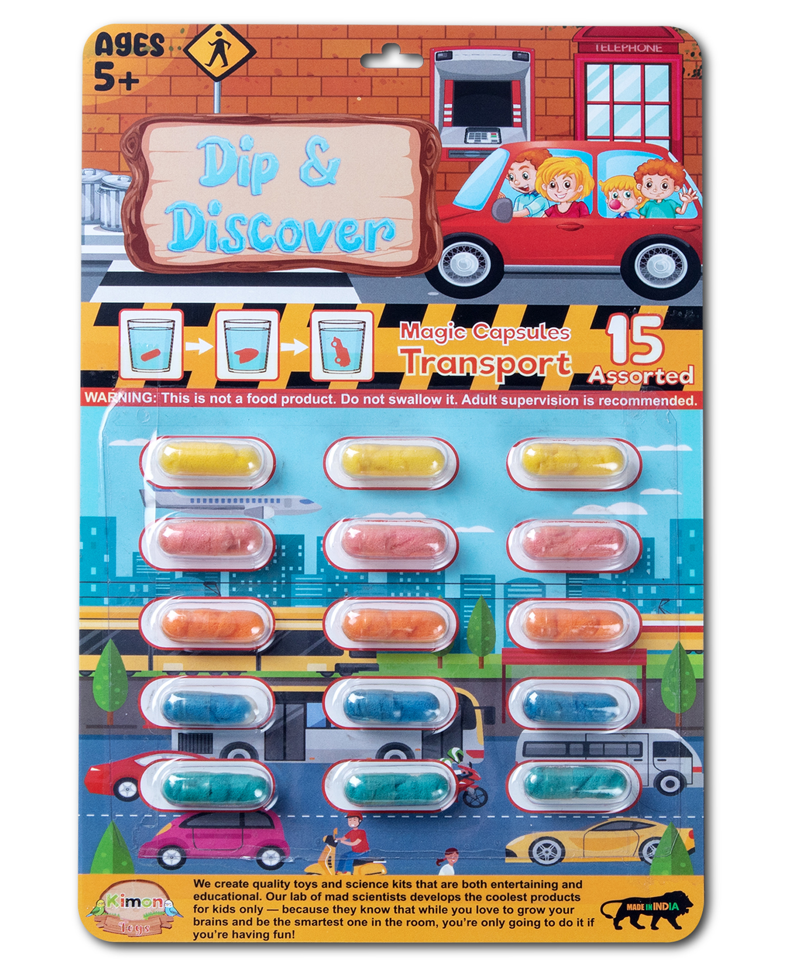 Kimon Toys Dip & Discover - Grow in Water Magic Capsules Transport - Pack of 15-image-17