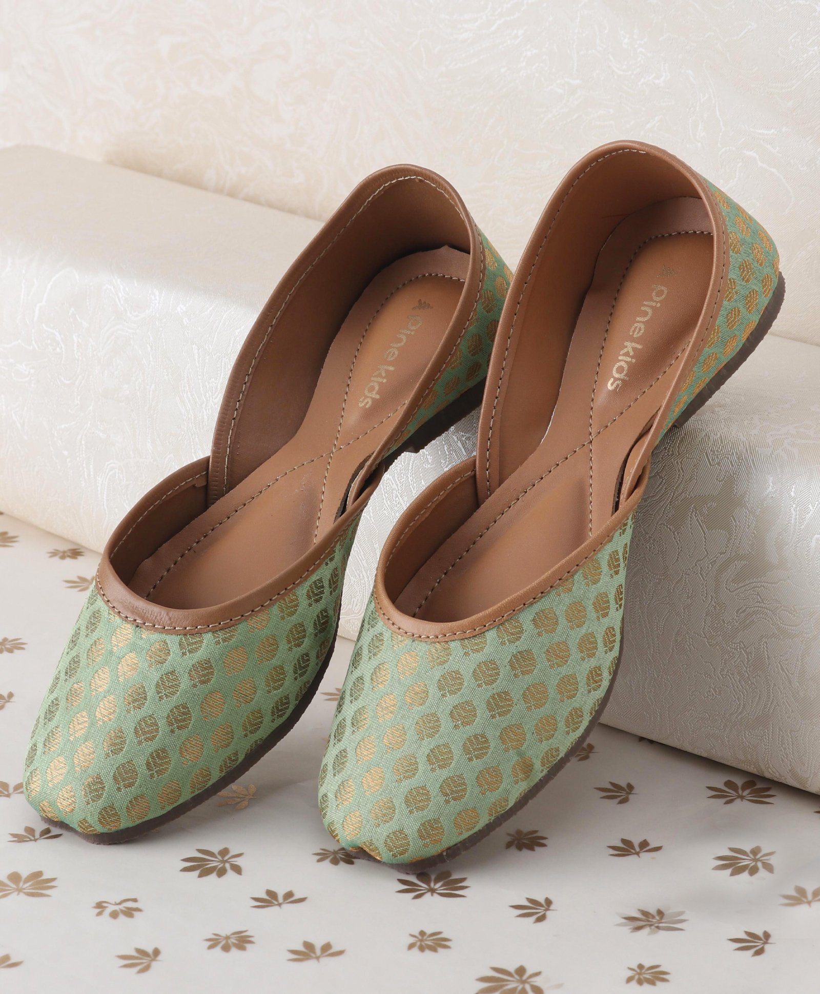 Pine Kids Ethnic Wear Mojaris - Sea Green-picture-40