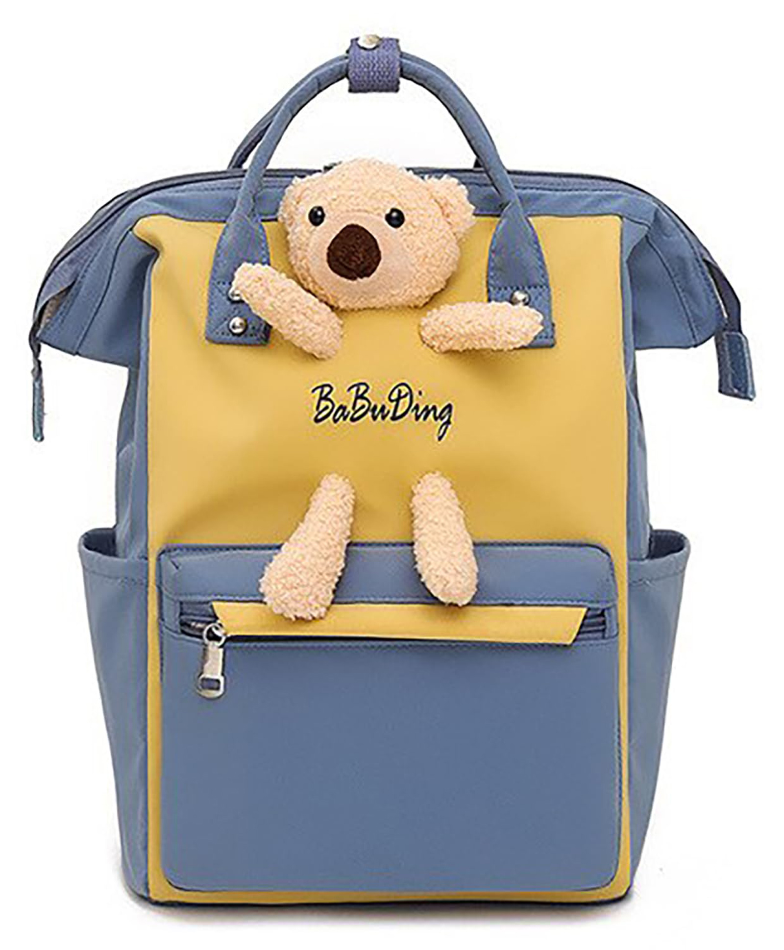 House of Quirk Baby Diaper Bag Maternity Backpack Cut Bear Mom BagWith Multi Function - Blue Yellow-image-49