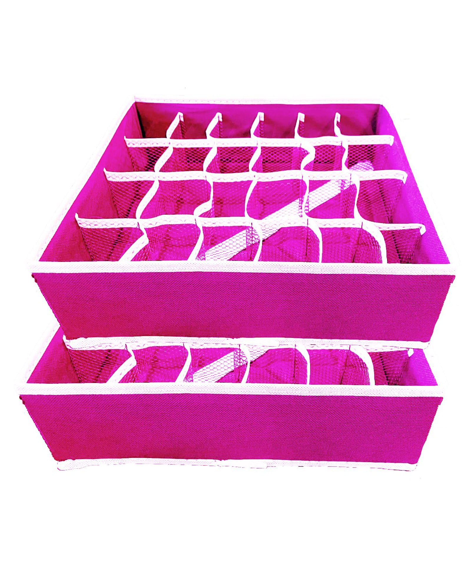 House of Quirk 2 Pack Closet Socks Organizer Drawer Divider 24 Cell Collapsible Closet Cabinet Organizer  - Pink-image-39
