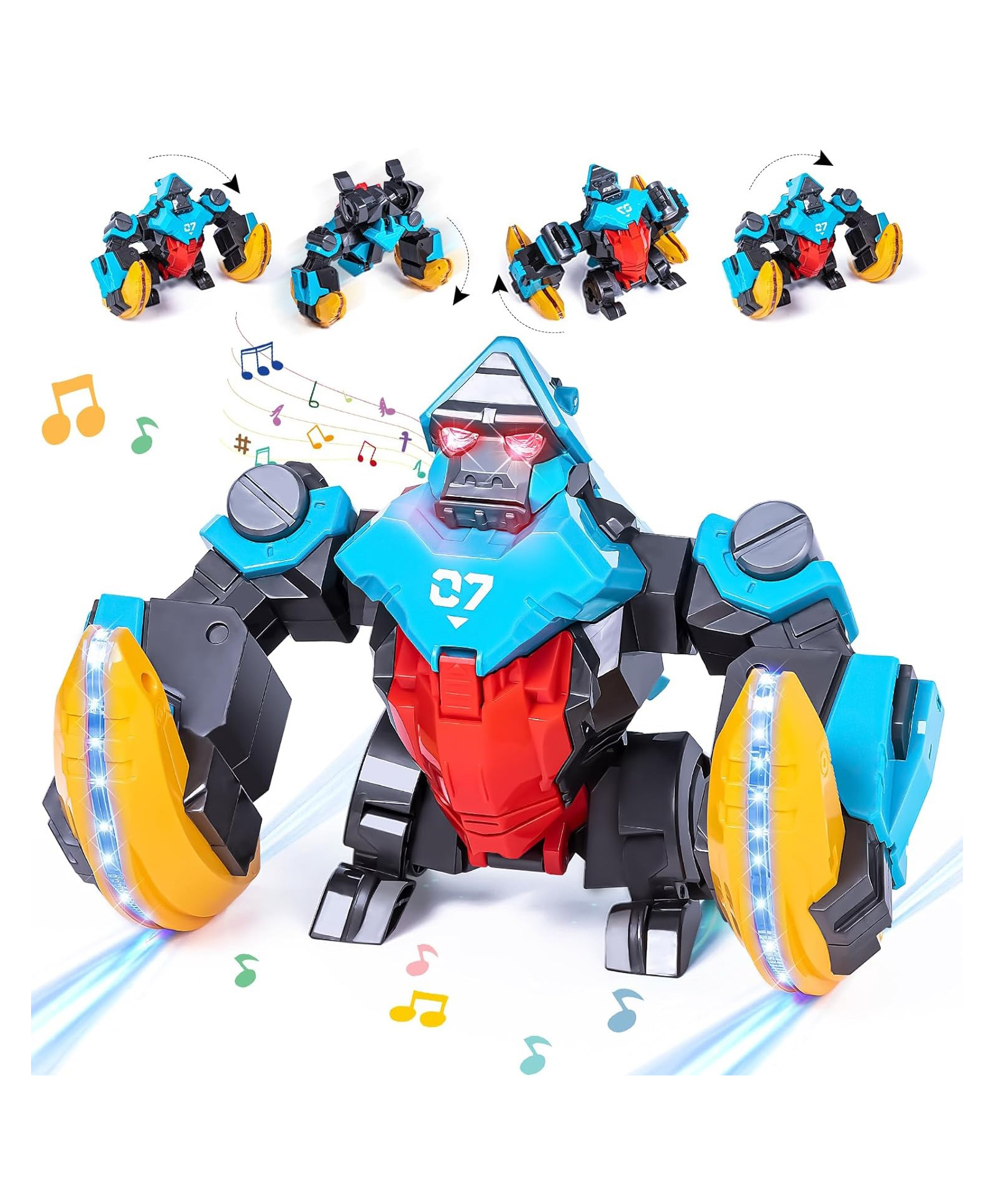 YAMAMA Gorilla Tumbling And Flipping Dancing Musical Toy With 360 Degree Rolling Gorilla Banana Lights And Music For Kids  Multicolor-image-29