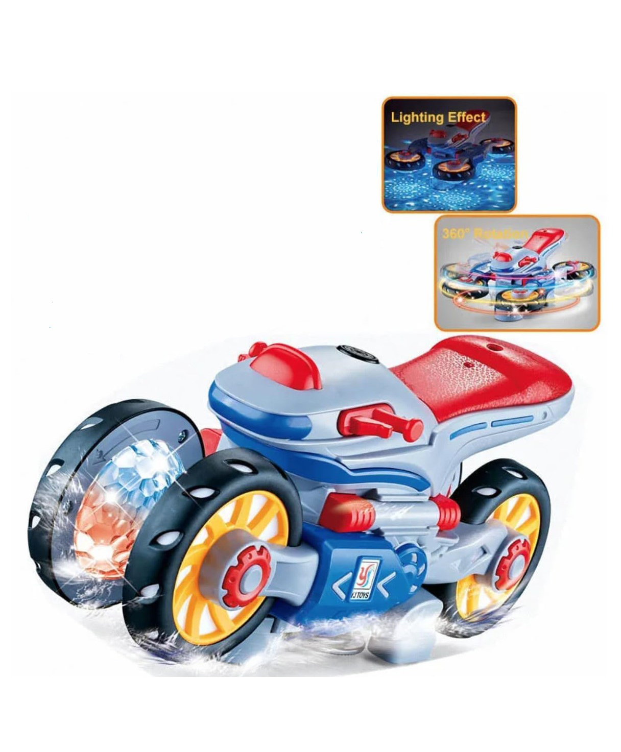 YAMAMA Stunt Stop Motorcycle Musical Toy For Kids Electric Universal 360 Degree Rotating Motorbike Toy With 3D Lights And Music For Kids - Multicolor-image-5