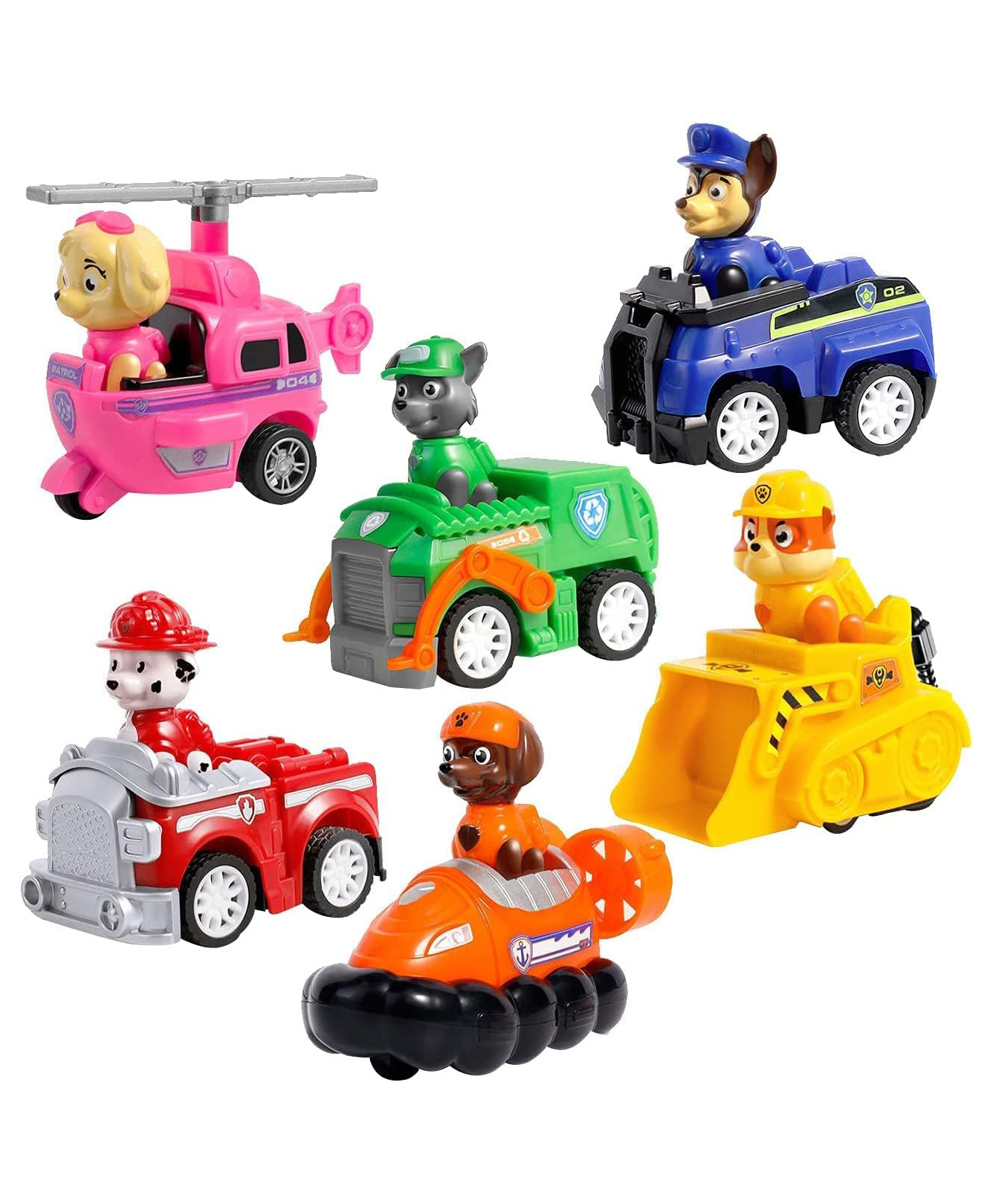 ADKD Ready To Attack Pup Buddies Dogs With Vehicles Racer Pups Rescue Team Mission Toy Figure Set of 6- (Color & Design may Vary)