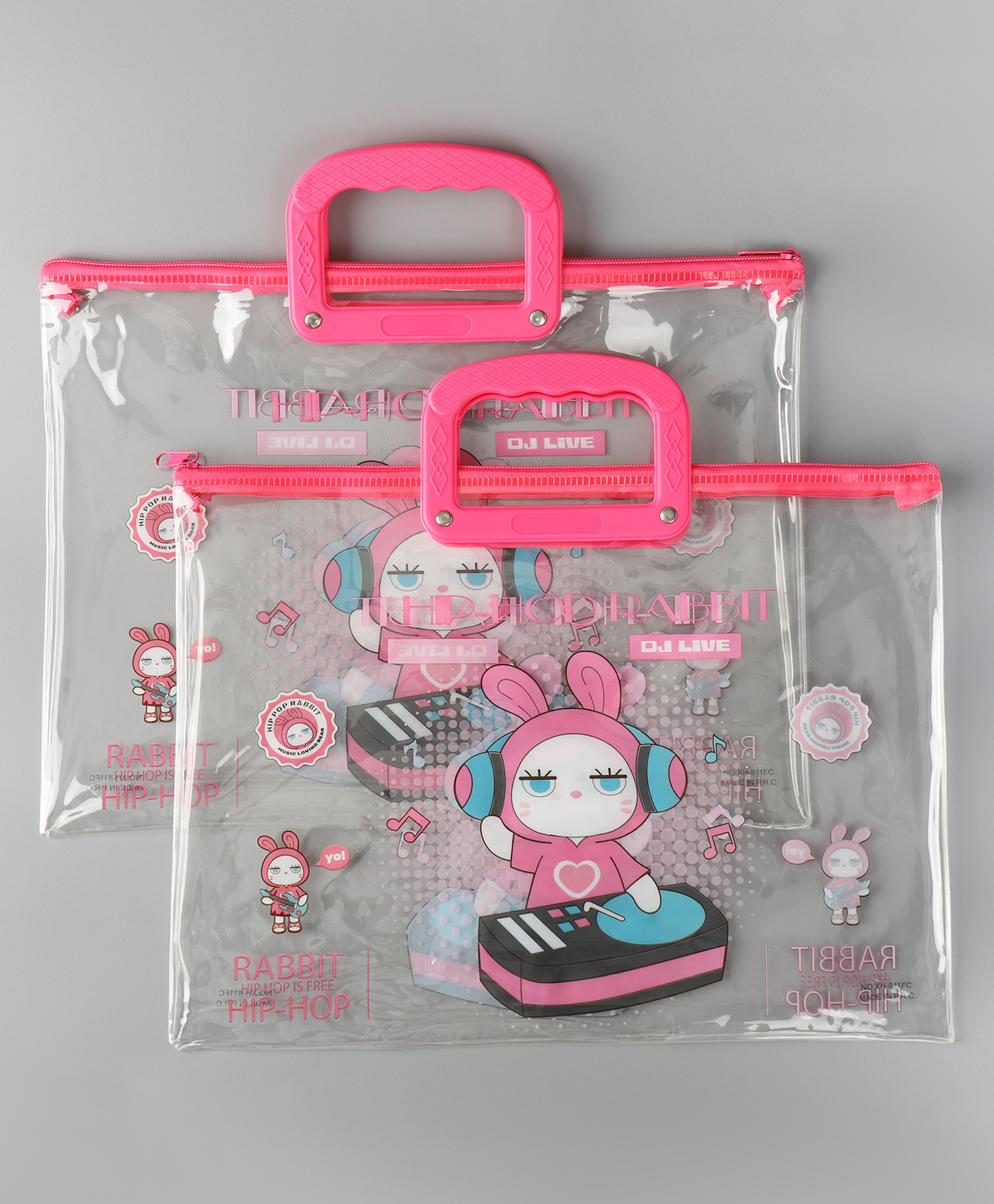 ZOE Bunny Print Zip Folders Pack of 2 - Fuchsia-image-18