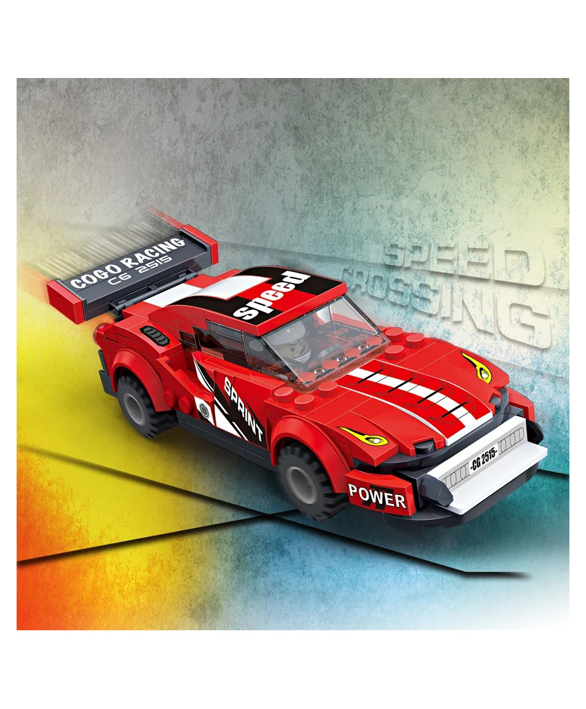 Elecart Speed Racing Car Shaped Building Blocks Toy Set Educational DIY Toys - 195 Pieces-image-4