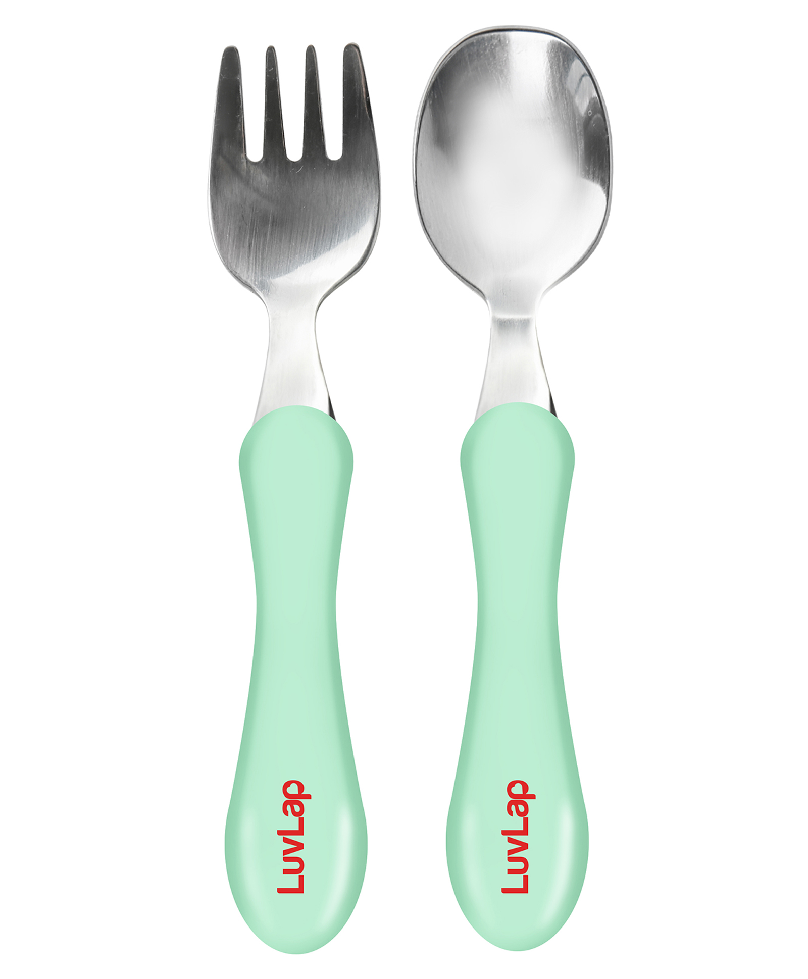 LuvLap Premium Stainless Steel Feeding Spoon & Fork Set - Light Blue-picture-43