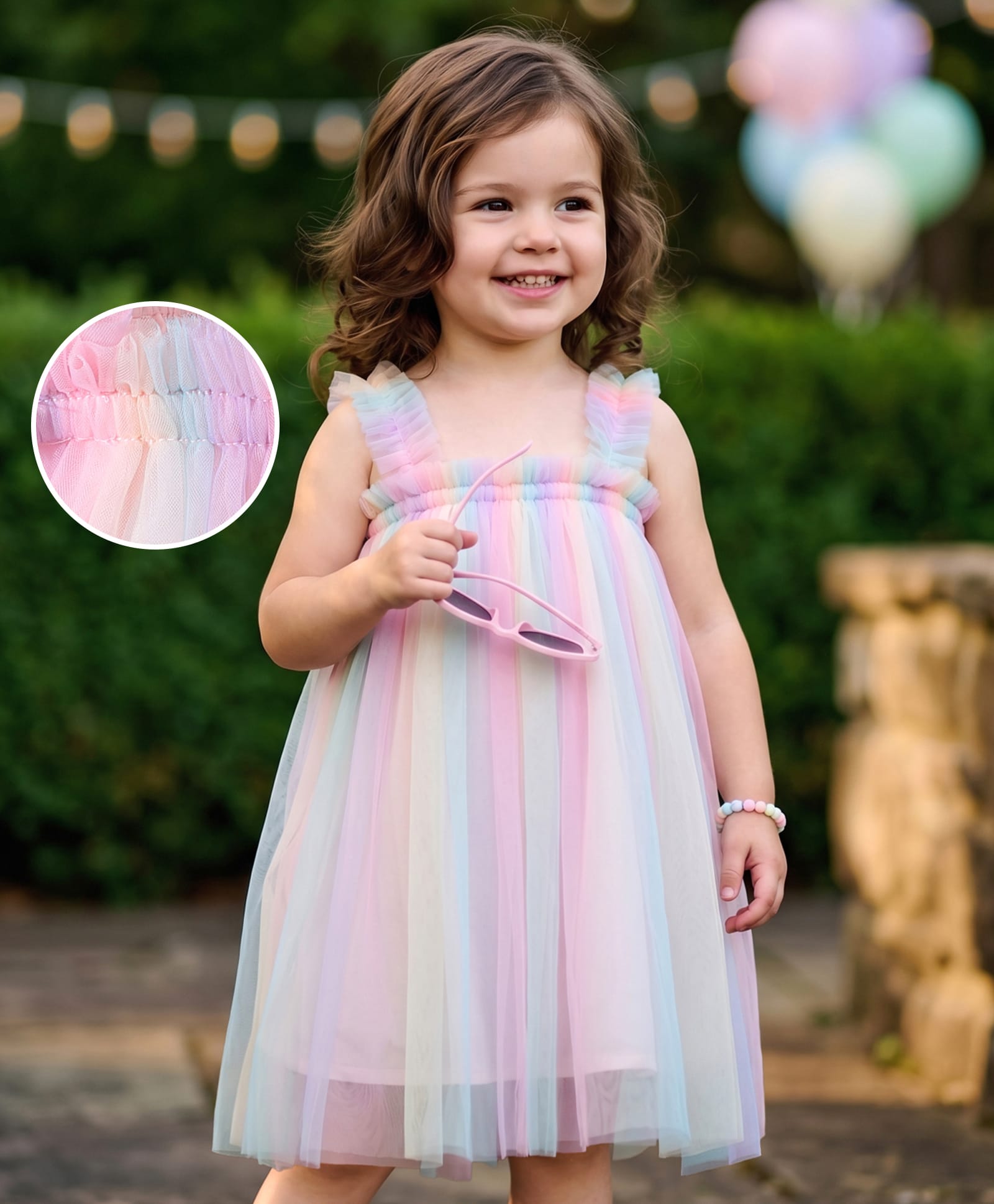 Kookie Kids Singlet Sleeve Party Frock - Multicolor-image-33