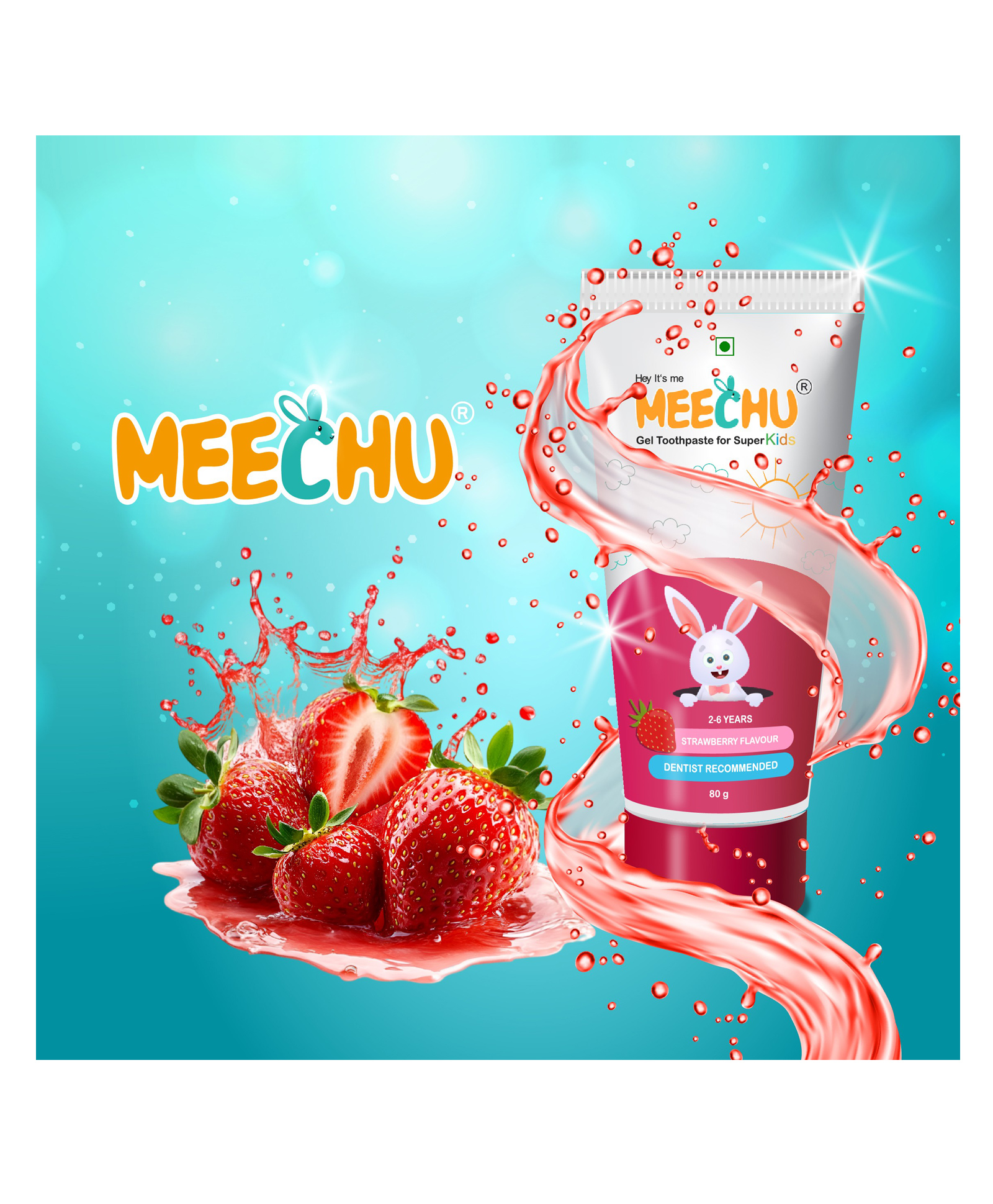 MEECHU Toothpaste strawberry flavour 80g pack-image-20