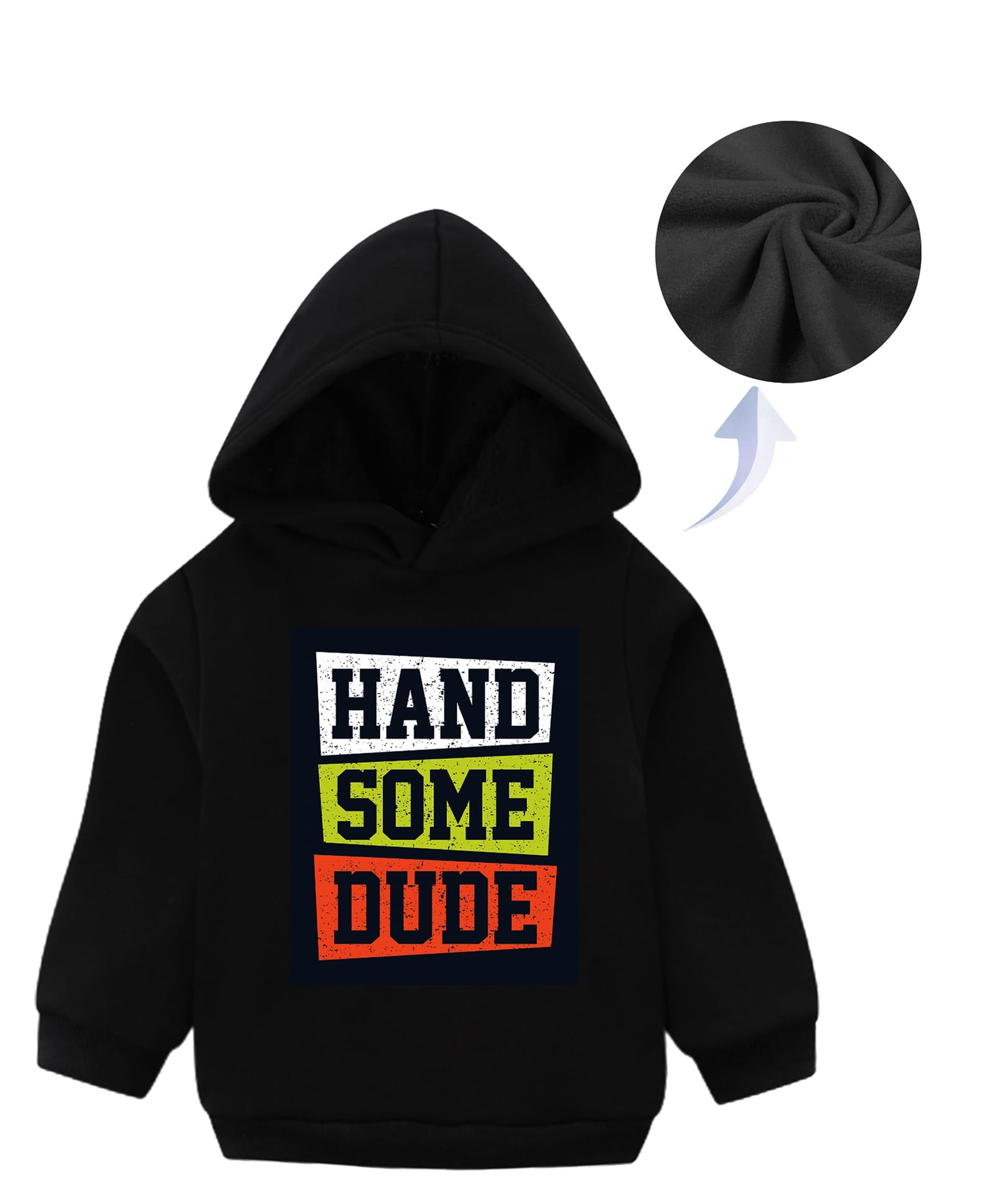 KAVEE Full Sleeves Handsome Dude Printed Pure Cotton Warm Fleece Hooded Sweatshirt - Black-picture-30