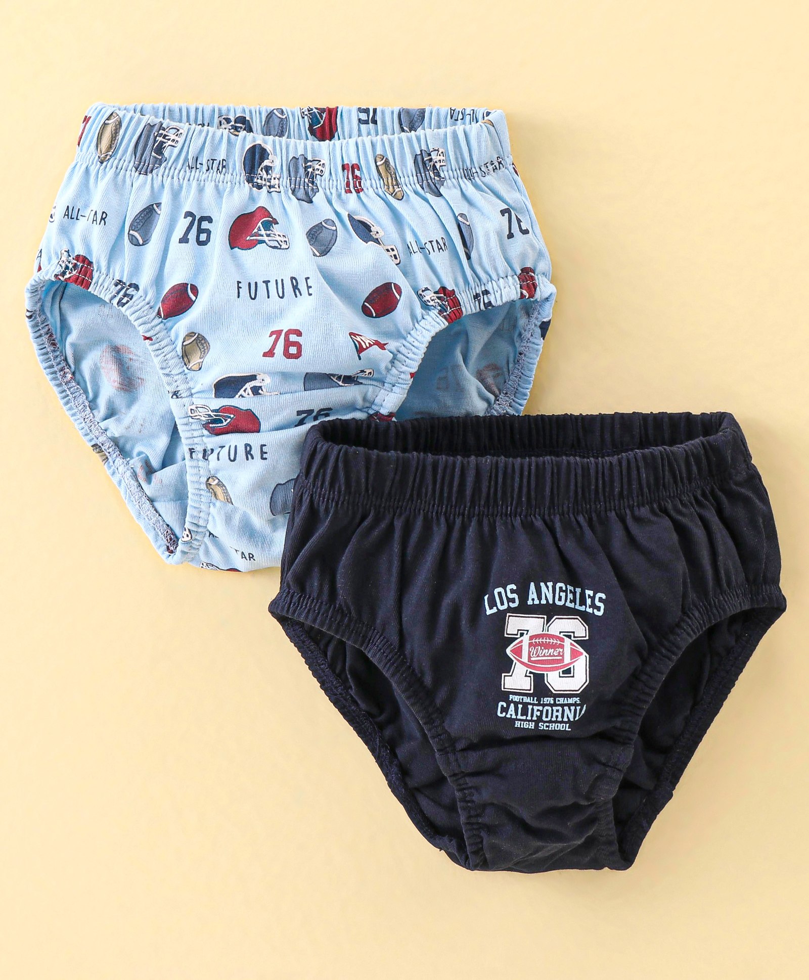 Revvo Junior Sinker Hipster Briefs Text Print Pack of 2 - Mint Green & Navy Blue-image-4