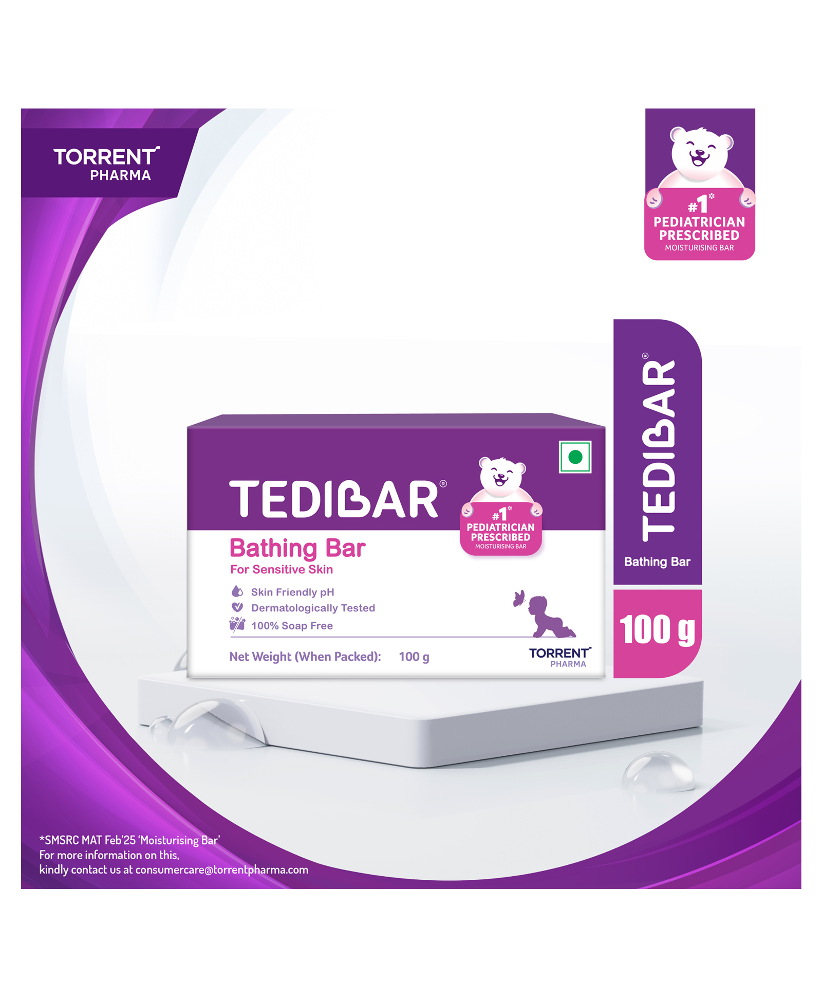 Tedibar Moisturising Baby Bathing Bar 100g (Pack of 1) with Skin Friendly pH 100 Percent Soap Free Prevents Dryness & Rashes Dermatologically Tested - By Torrent Pharma-image-19