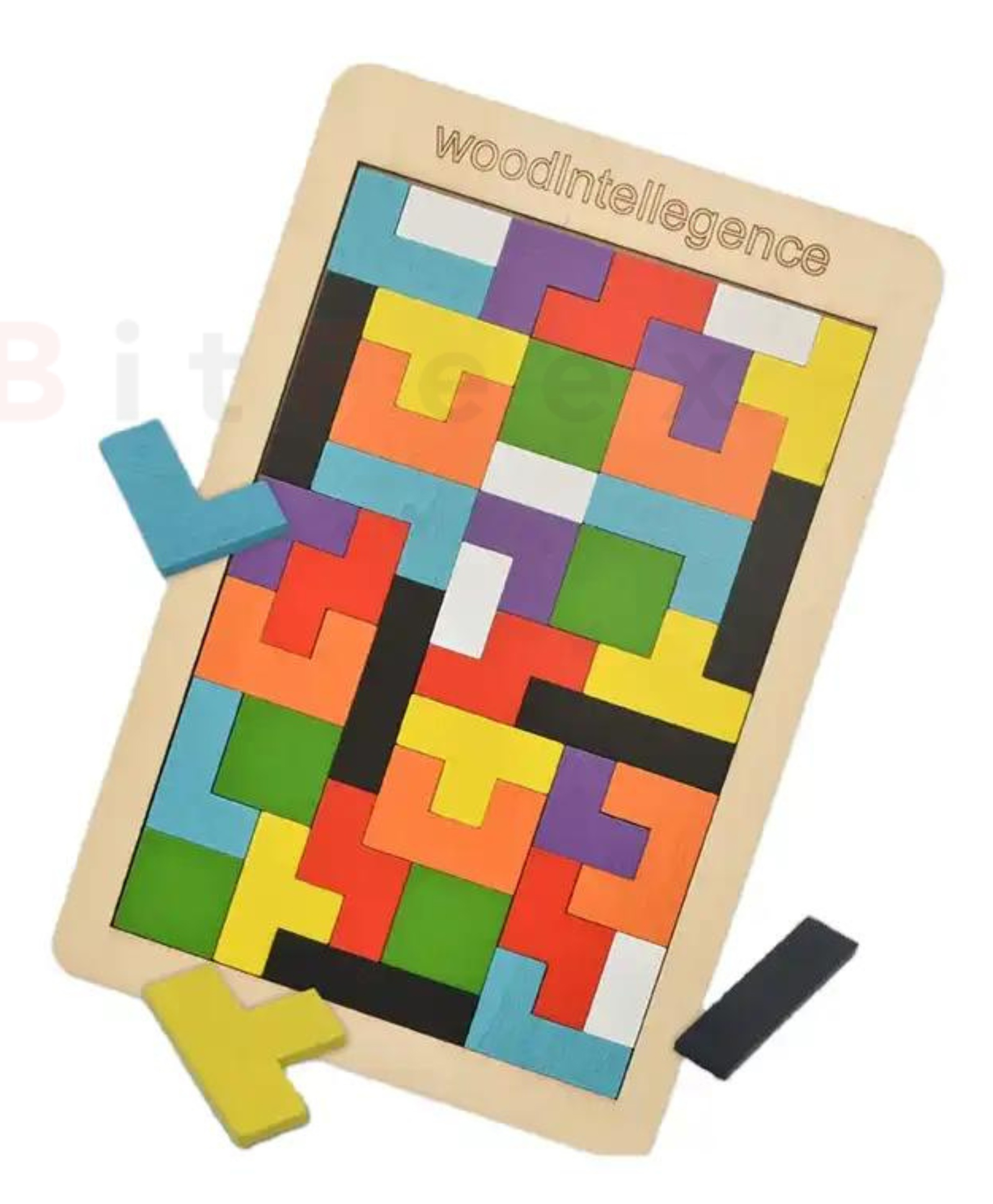 BitFeex Wooden Russian Blocks Board Puzzle Building Blocks Educational Toy Gift for Kids 40 Pieces- Multicolour-image-35