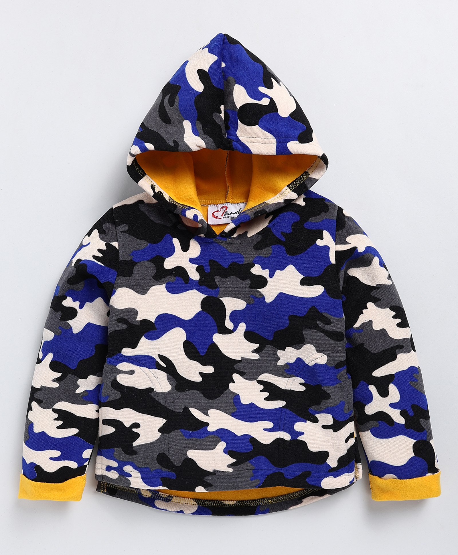 M'andy Full Sleeves Camouflage Printed Fleece Hoodie - Blue-picture-27