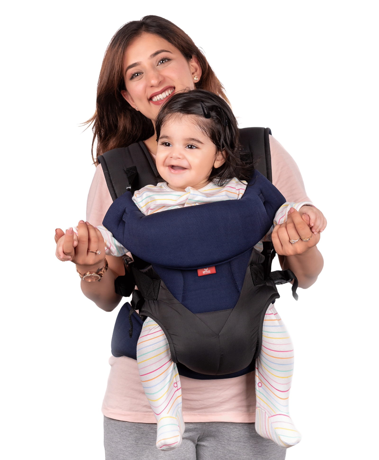 Mylo Baby Carrier Bag for 0 to 3 Years with 4 Comfortable Carrying Positions | Lightweight & Travel Friendly | Padded Neck & Shoulder Support (Navy Blue)-image-46