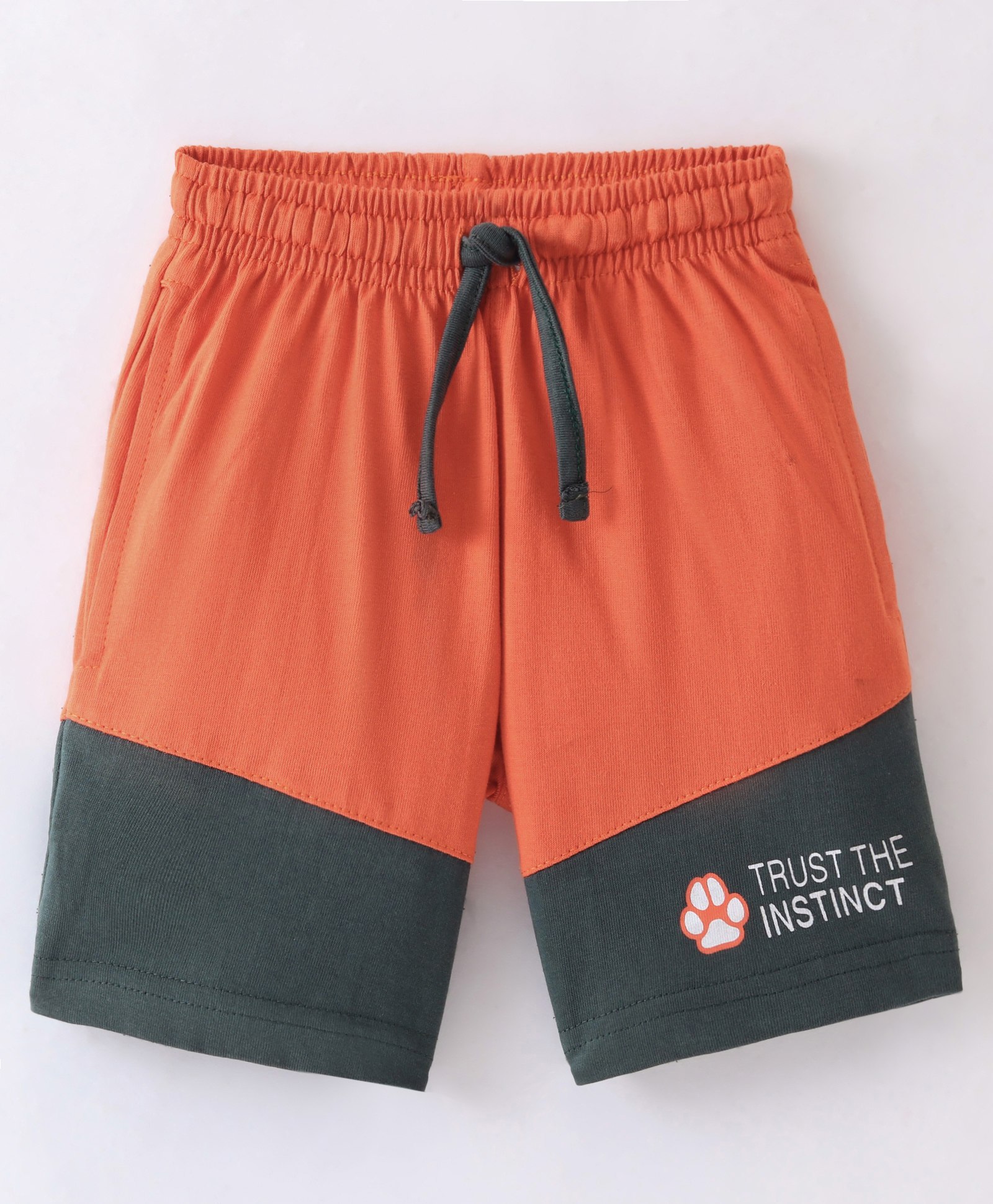 Fido Cotton Jersey Knit Knee Length Shorts Text Print - Orange-picture-19