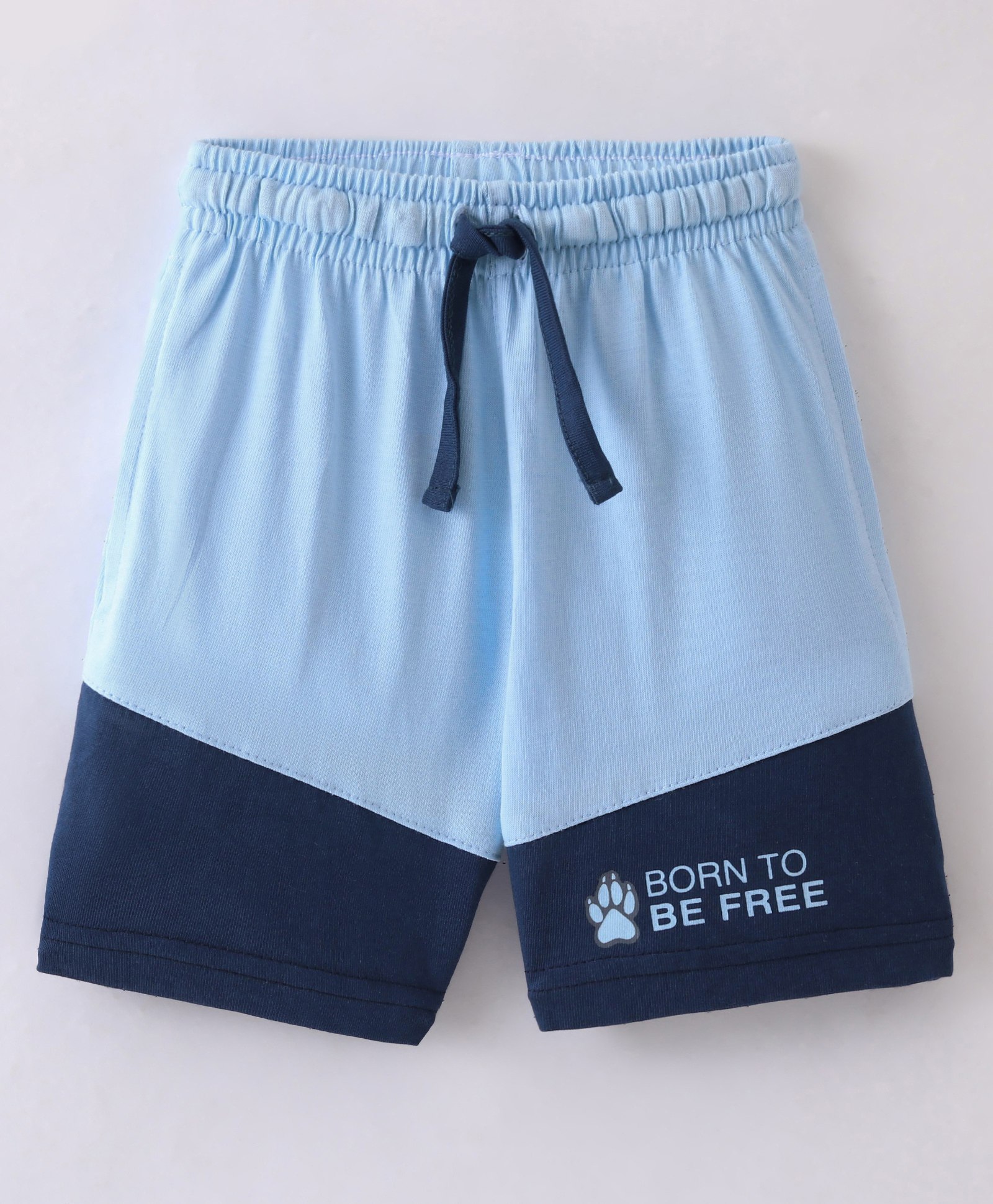Fido Cotton Jersey Knee Length Shorts Born To Be Free Printed - Blue-picture-26