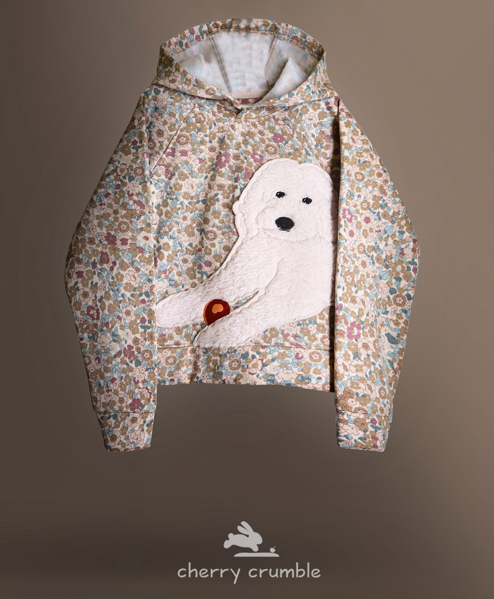 Cherry Crumble By Nitt Hyman Full Sleeves Floral Printed & Dog Embroidered Hoodie - Multi Colour-image-46