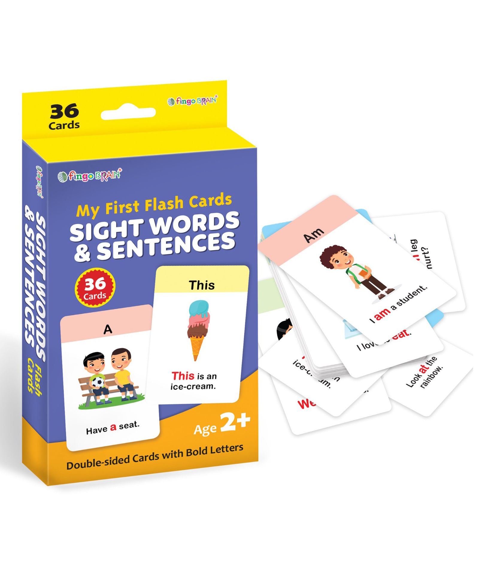 Fingo Brain My First Sight Words & Sentences Flash Cards 36 Cards - Multicolour-image-40