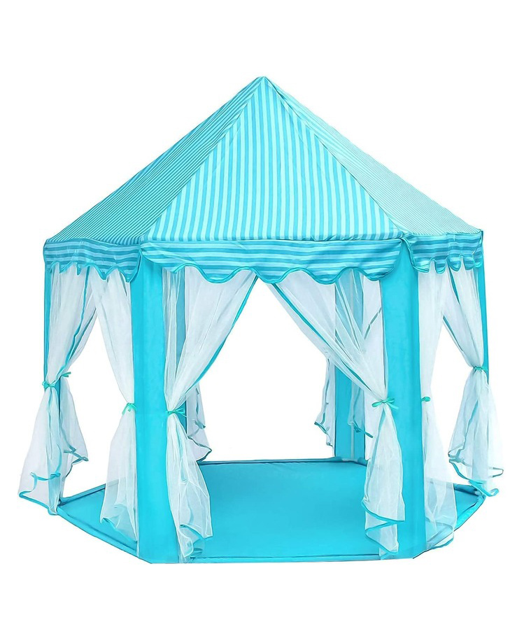 BabyGo Kids Prince Princess Castle Theme Play Tent with Mosquito Net Design for Kids - Blue-picture-10