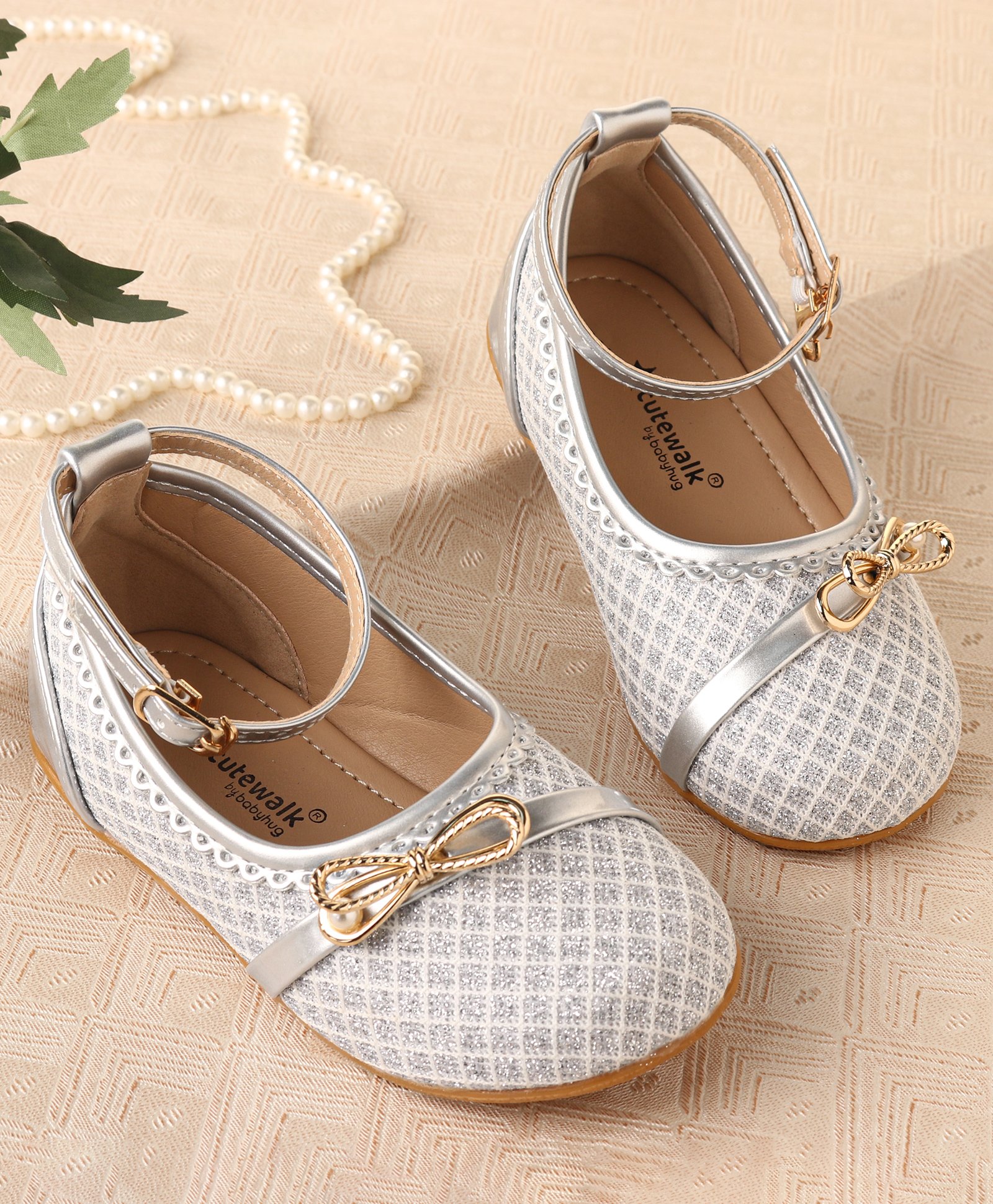 Cute Walk by Babyhug Ballerina with Buckle Closure  & Bow Applique-  Silver-image-18