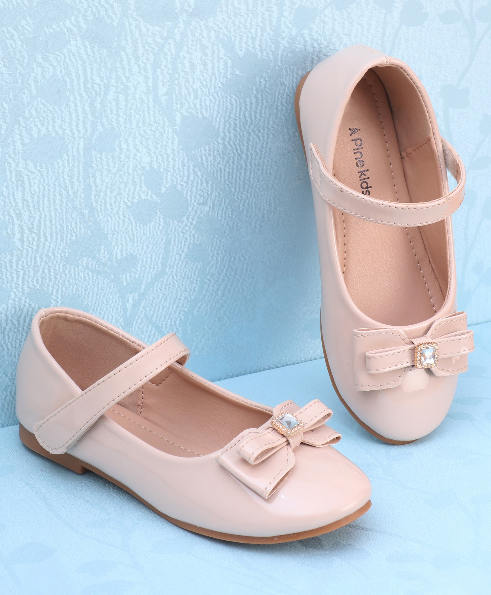 Pine Kids Ballerina with Velcro Closure &  Bow Applique - Beige-picture-28
