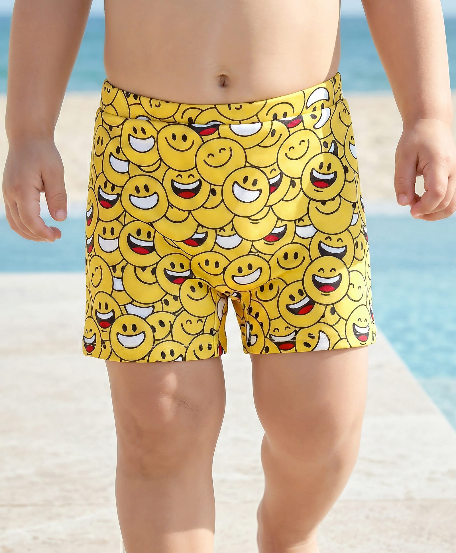 Babyhug Smiley Print Swimming Trunk - Yellow-image-2