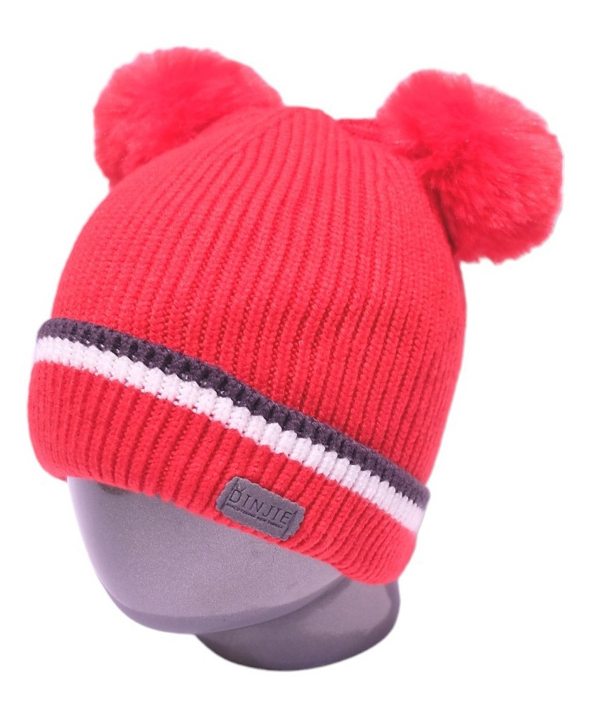 Tipy Tipy Tap Striped Design & Pom Pom Detailed Cap - Red-image-17