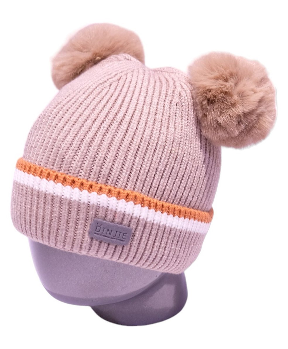 Tipy Tipy Tap Striped Design & Pom Pom Detailed Cap - Beige-image-30