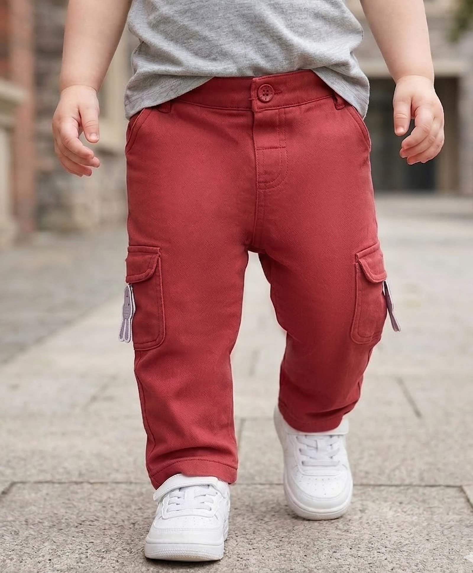 Babyoye Cotton Lycra Full Length Trousers With Solid Colour - Maroon-picture-20