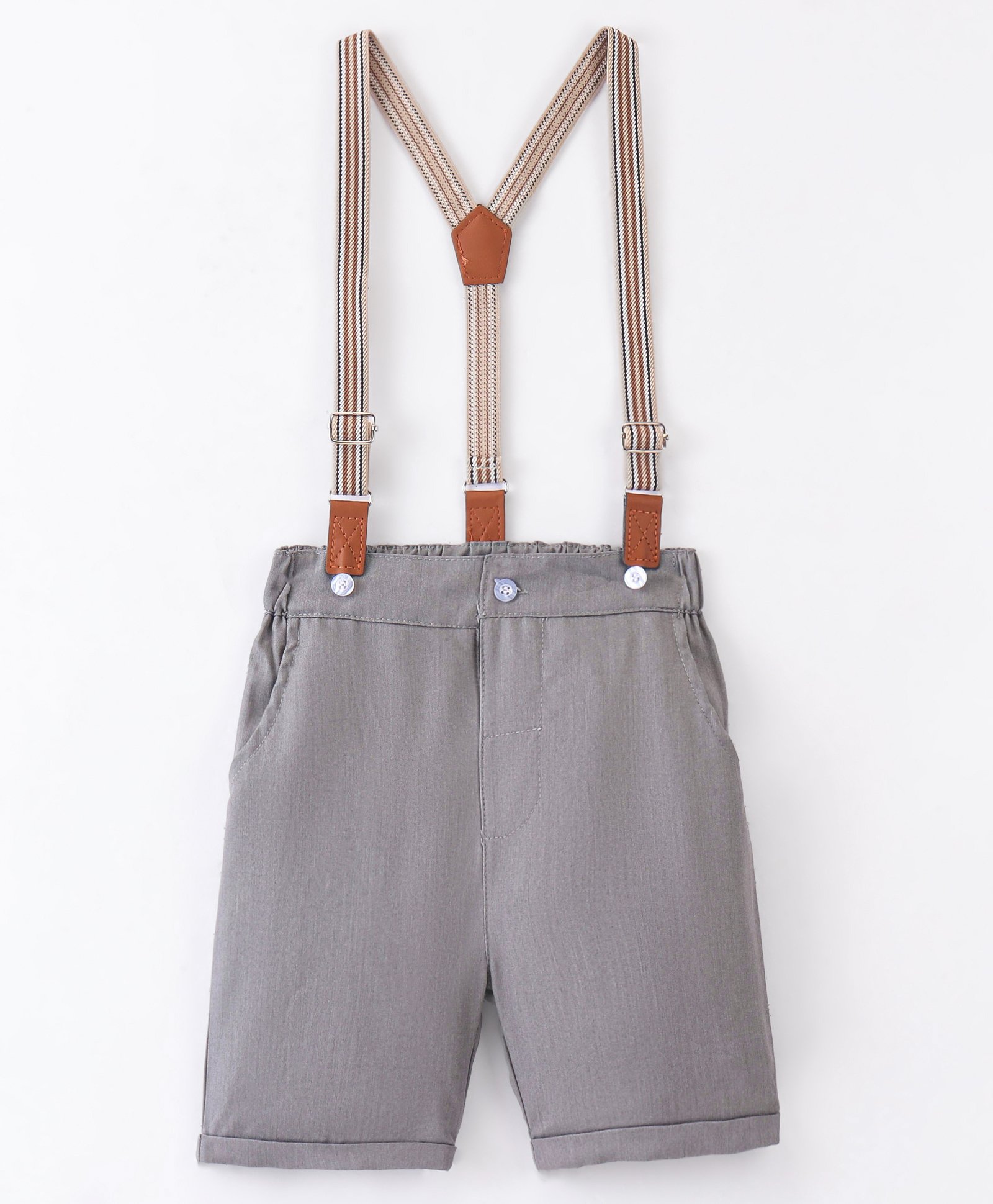 Kookie Kids  Shorts with Suspender Solid Colour  - Grey-picture-36
