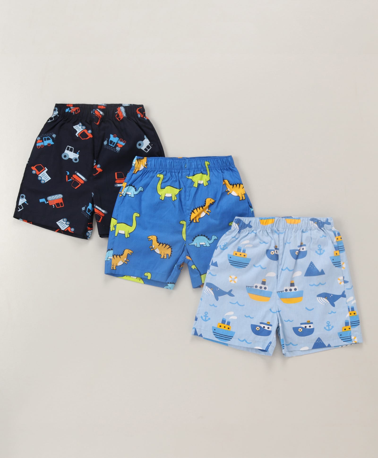 Babyhug Cotton Woven Boxers Nautical Theme Print Pack of 3 - Blue-picture-50