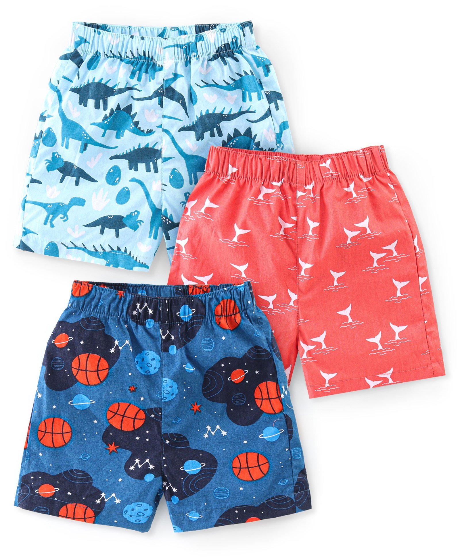 Babyhug Cotton Poplin Woven Boxer Dino Print Pack of 3 - Multicolor-image-34