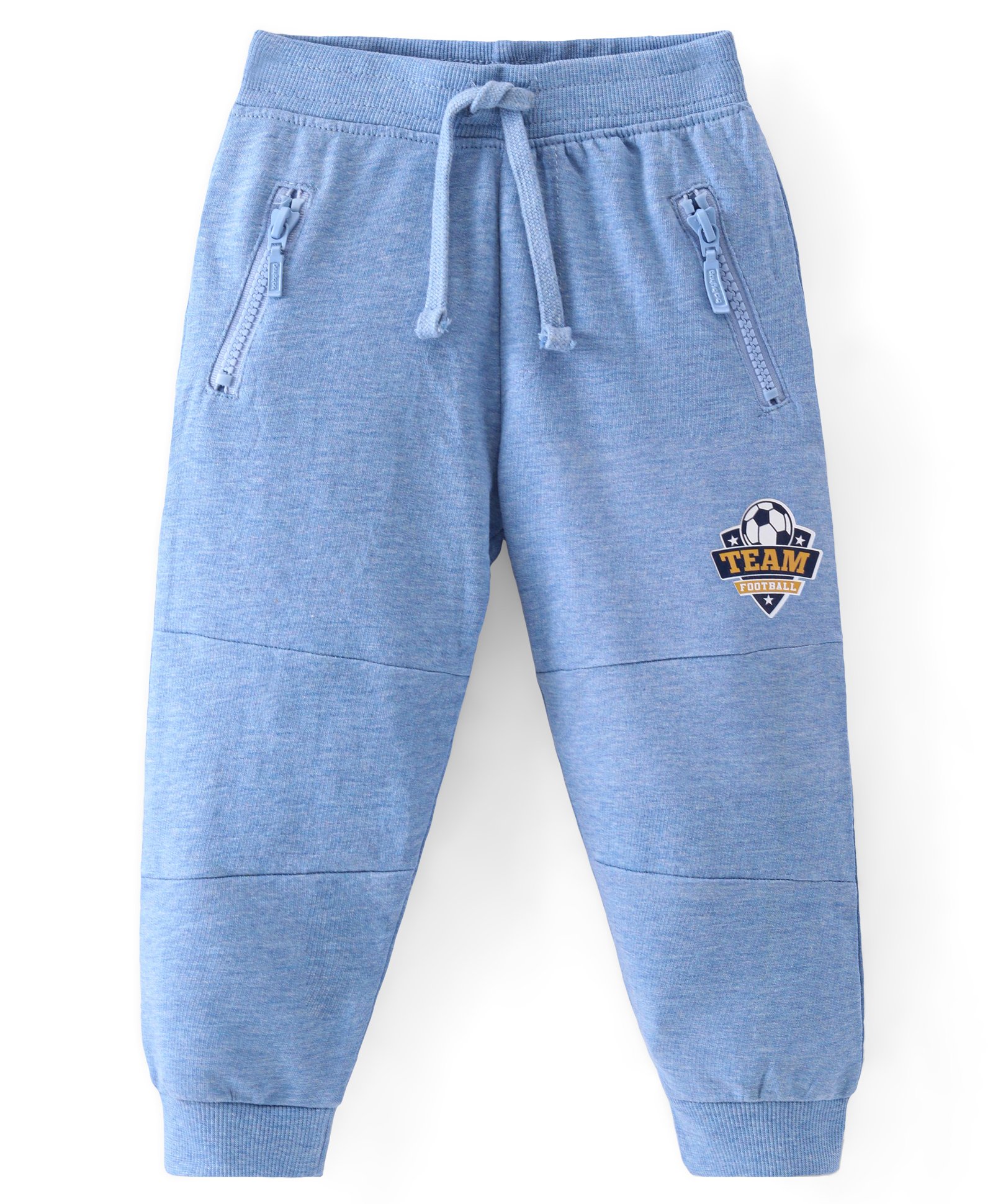 Babyhug Cotton Looper Knit Full Length Track Pant Soccer Ball Print - Blue-picture-28