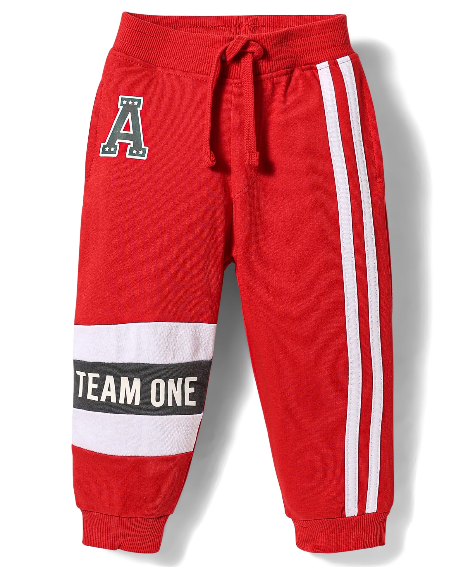 Babyhug Cotton Looper Knit Full Length Track Pant Text Print - Red-image-48
