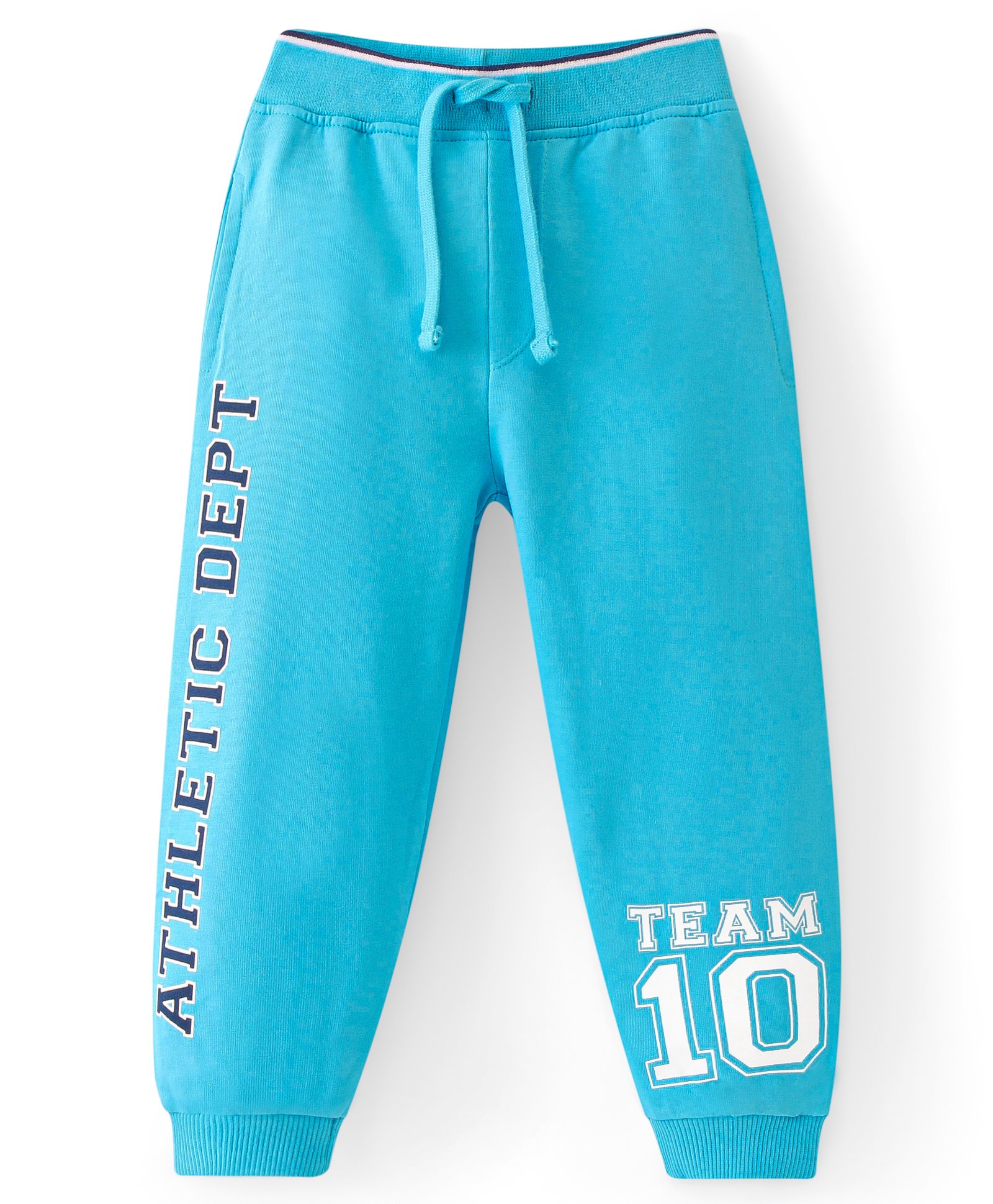 Babyhug Cotton Looper Knit Full Length Lounge Pant with Text Print- Blue-picture-39
