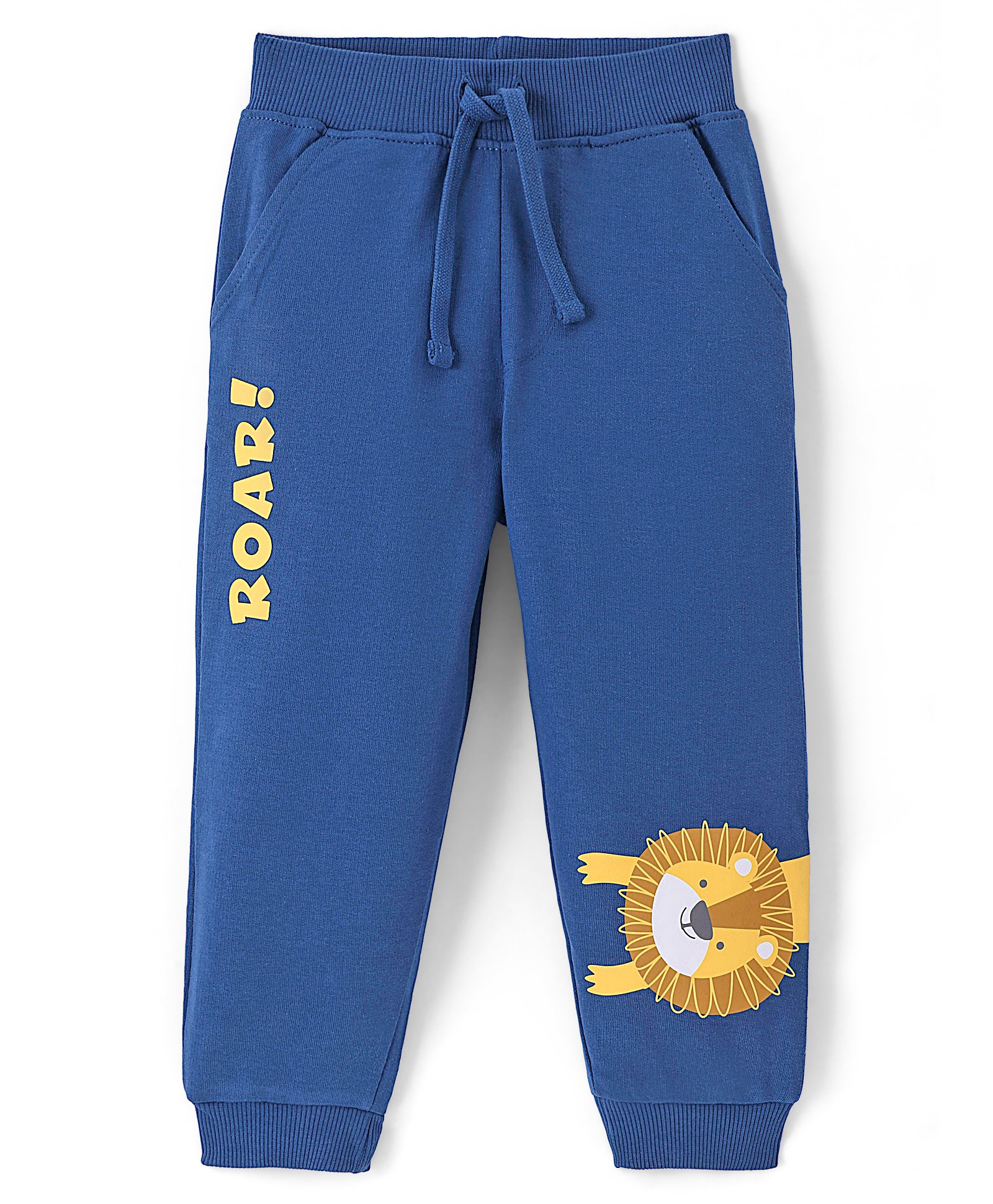 Babyhug Cotton Looper Knit Full Length Lion Printed Lounge Pant - Blue-image-42