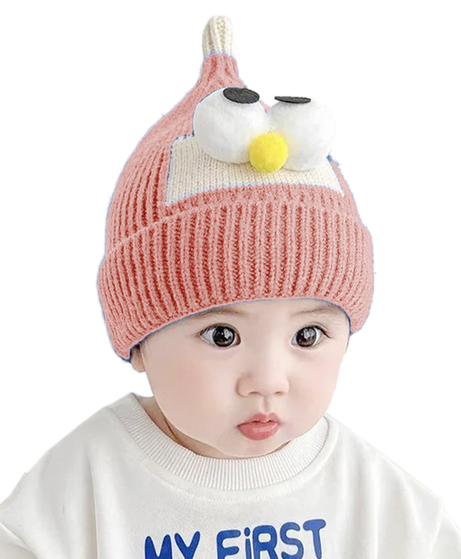 Babymoon Woolen Googly Eyes Winter  Cap - Pink-image-34