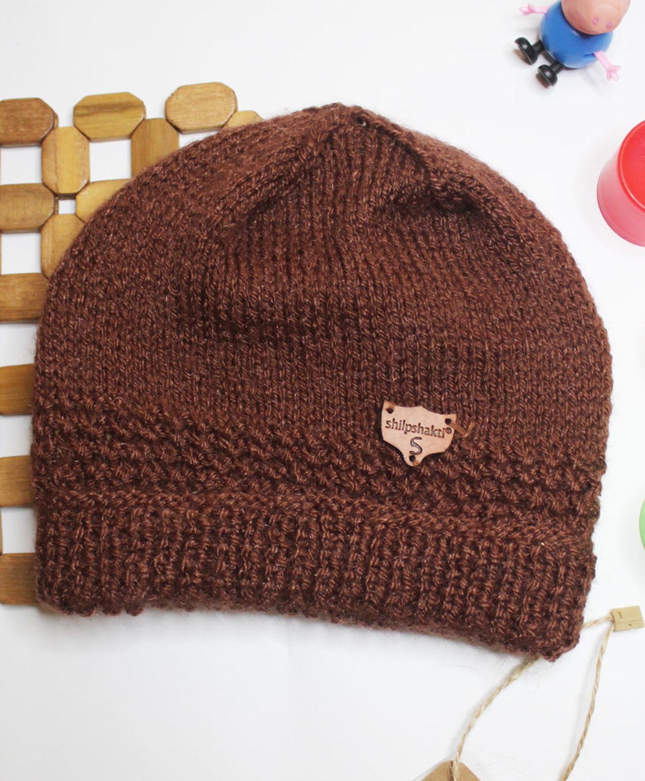 Shilpshakti Solid Handmade Woollen Acrylic Bubble Cap - Brown-picture-30