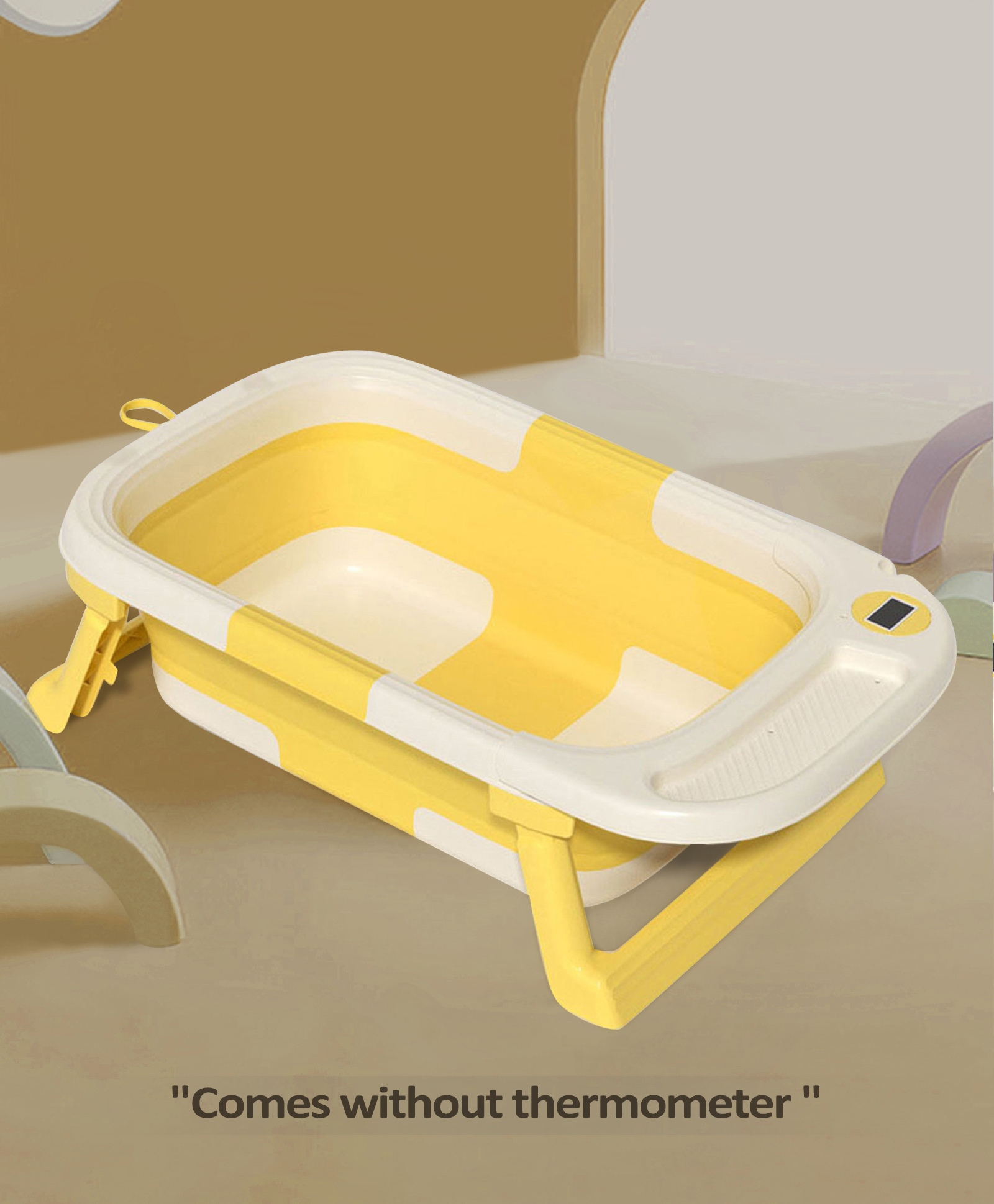 Foldable Baby Bath Tub with Temparature Sensor - Yellow-image-39